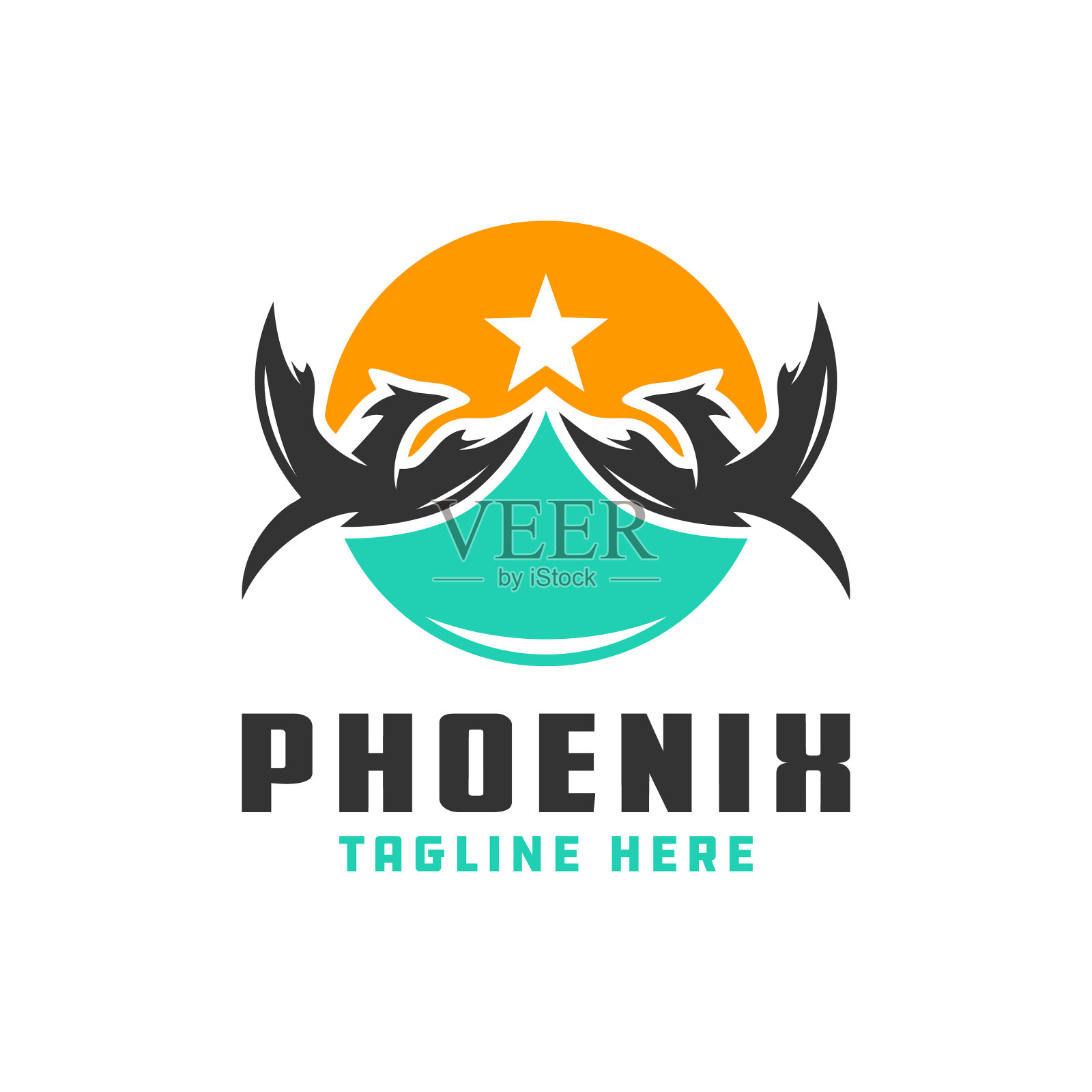 凤凰鸟盾标志插画图片素材