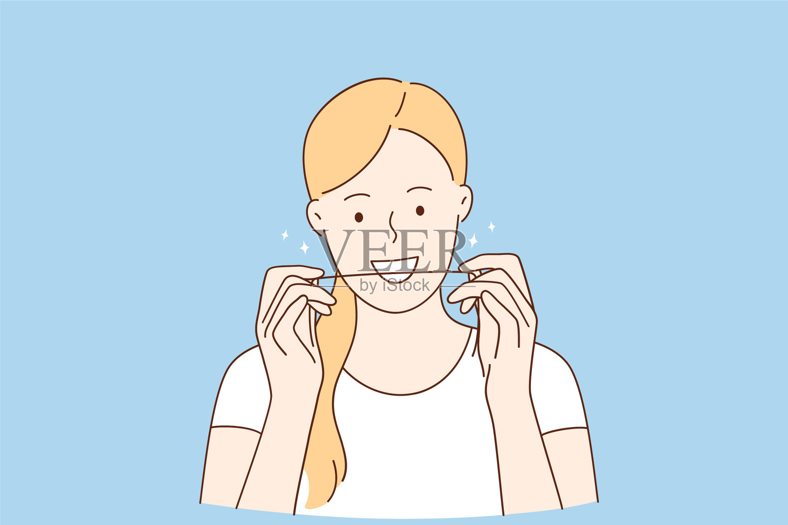 口腔卫生和牙线概念插画图片素材