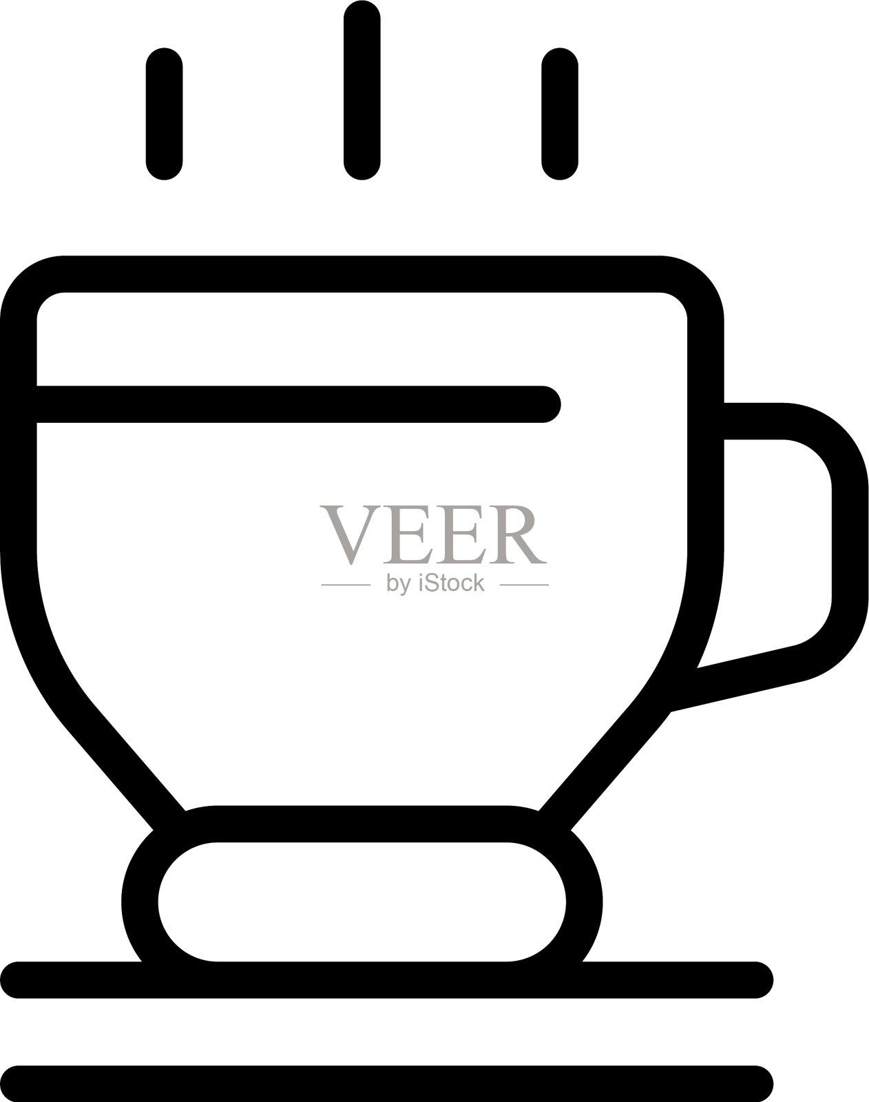 睡茶图标轮廓风格插画图片素材