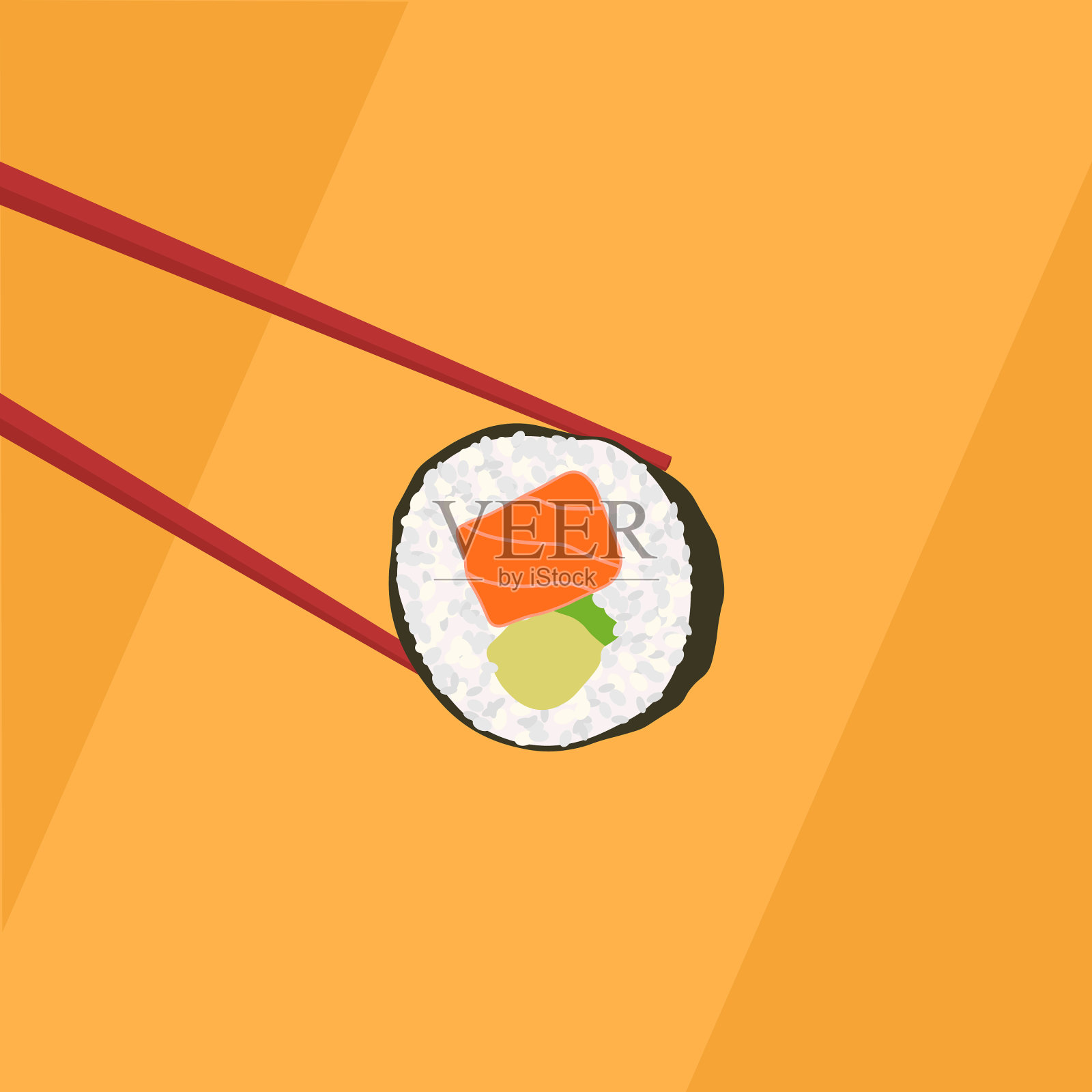 筷子夹寿司卷插画图片素材