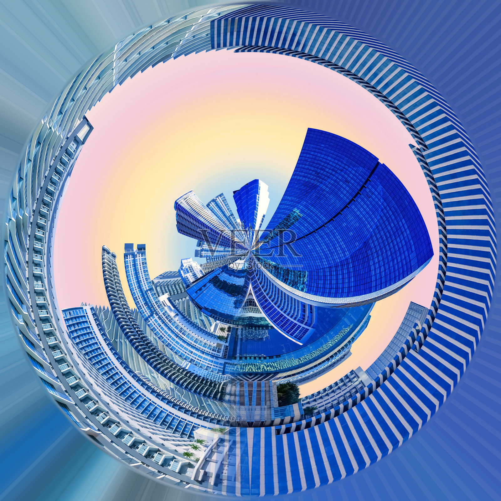 迈阿密市中心的城市景观与公寓和办公楼。照片摄影图片