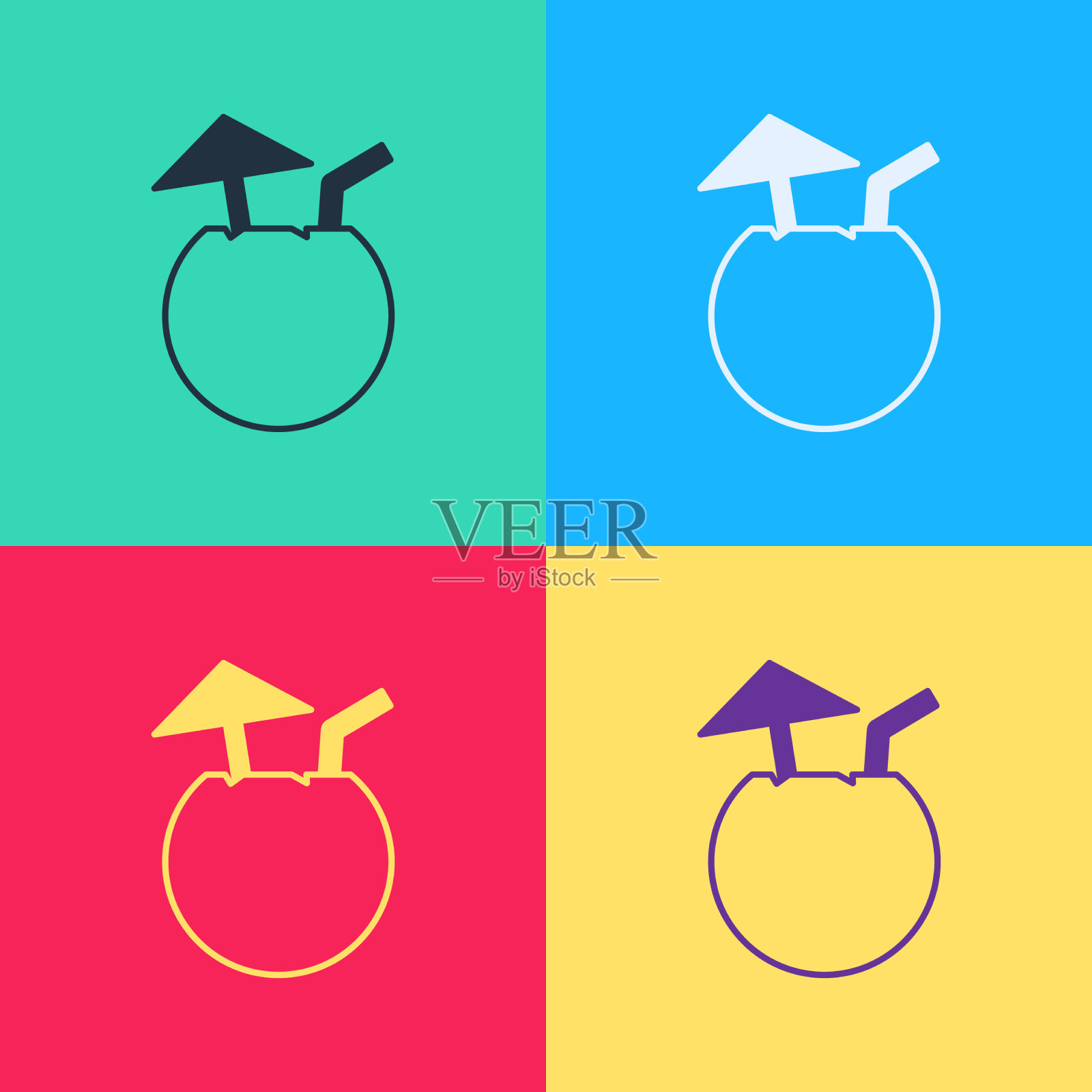 波普艺术椰子汁异国情调的新鲜鸡尾酒和插画图片素材