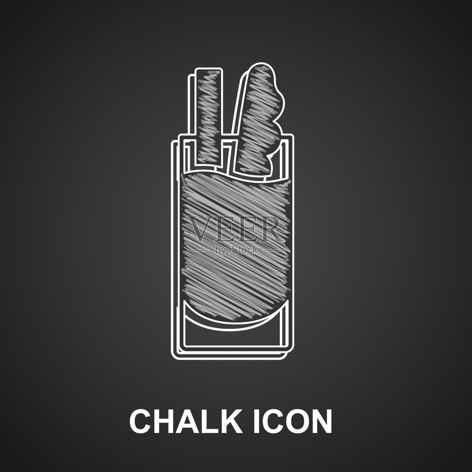 粉笔鸡尾酒血腥玛丽图标孤立在黑色插画图片素材