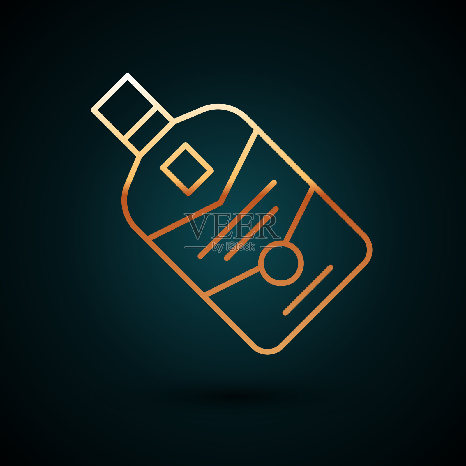 金线威士忌酒瓶图标孤立在黑暗插画图片素材