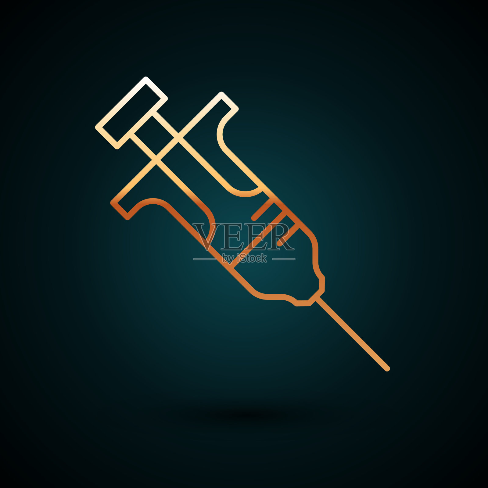 金线注射器图标隔离在深蓝色插画图片素材