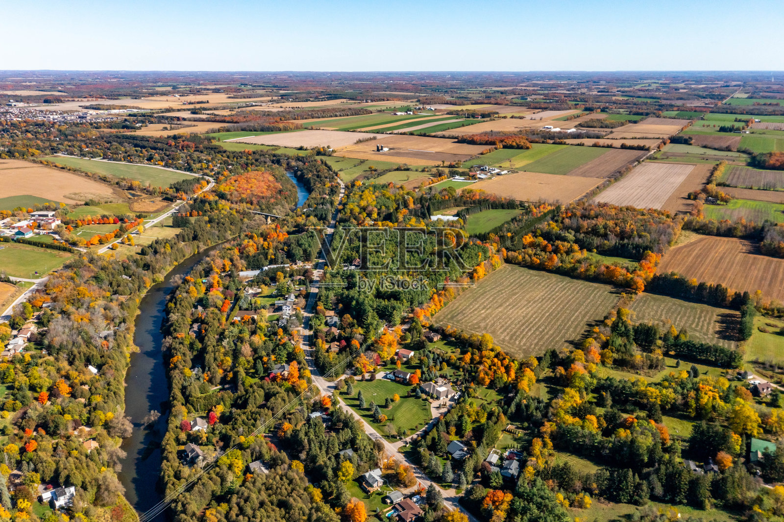 空中埃罗拉采石场保护区和格兰河，埃罗拉，加拿大照片摄影图片