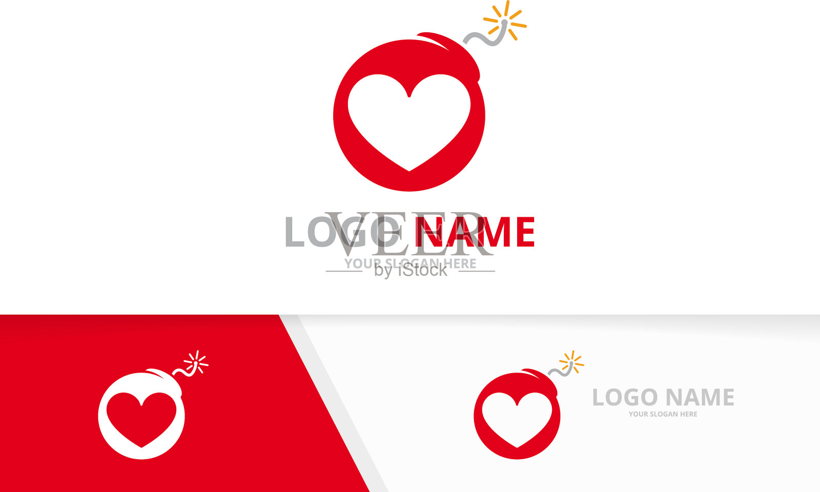 心脏和炸弹的标志组合独特插画图片素材