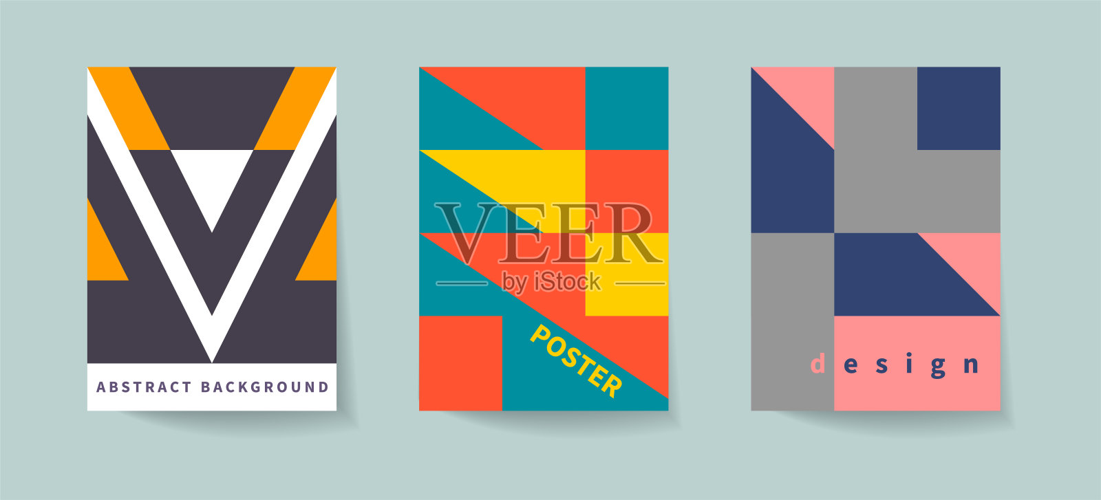 一套海报，抽象几何背景的小册子封面插画图片素材