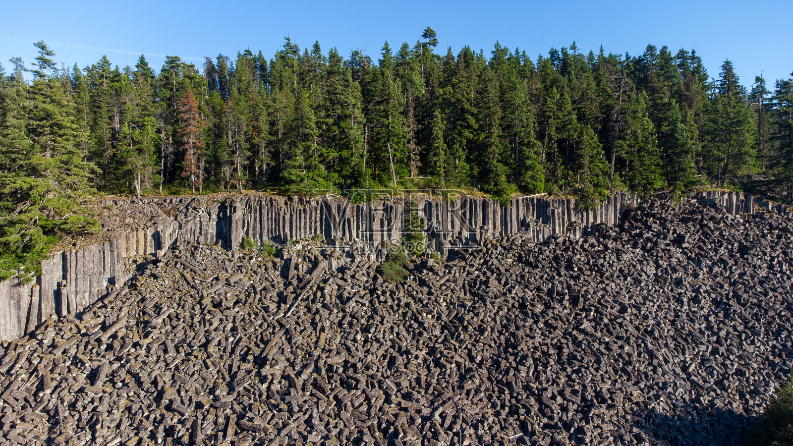 鸟瞰图的玄武岩柱在森林地区照片摄影图片