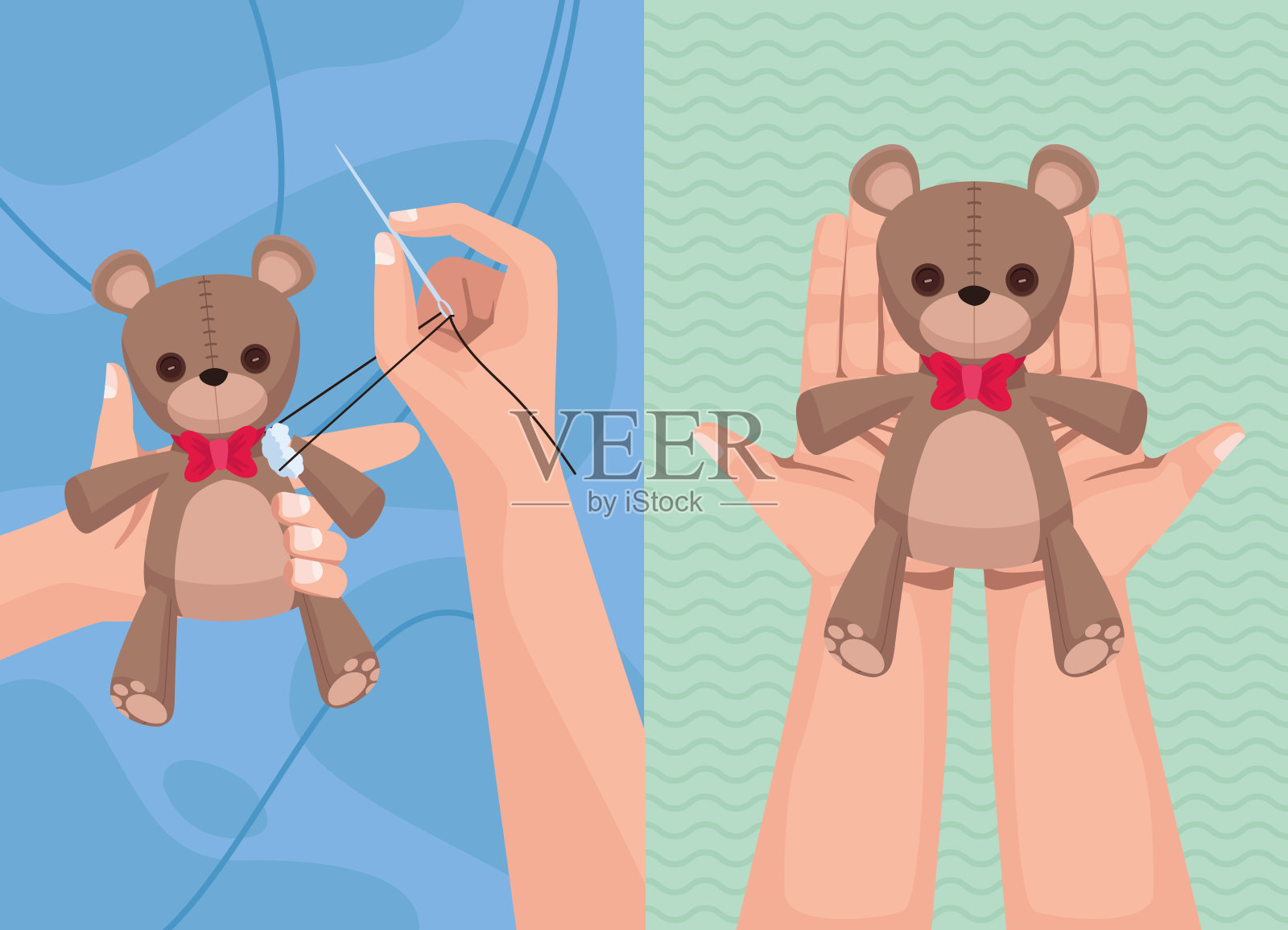 手举熊填充插画图片素材