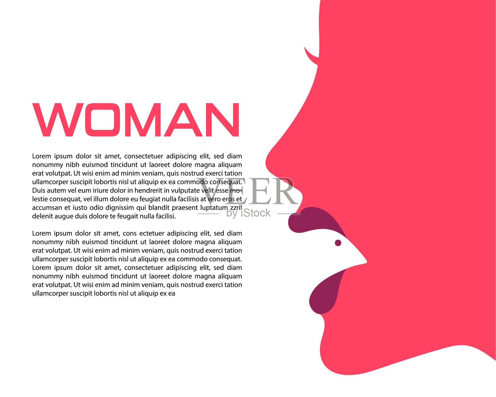 女人的脸标志设计可以用作标志，图标或符号，完整的分层矢量和易于编辑和自定义大小和颜色，兼容几乎插画版本插画图片素材