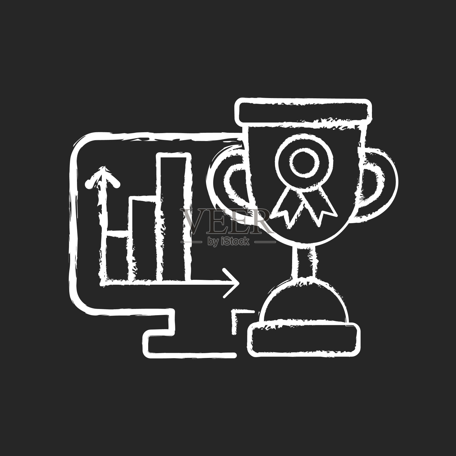 性能评估粉笔白色图标在黑暗的背景插画图片素材