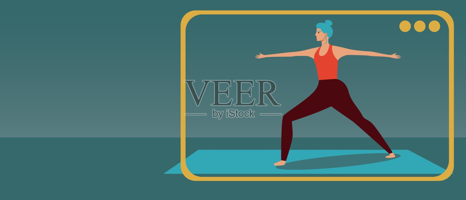 瑜伽博客，复制空间模板，平面矢量股票插图与博客做瑜伽在线和小工具，手机，笔记本电脑，平板电脑插画图片素材