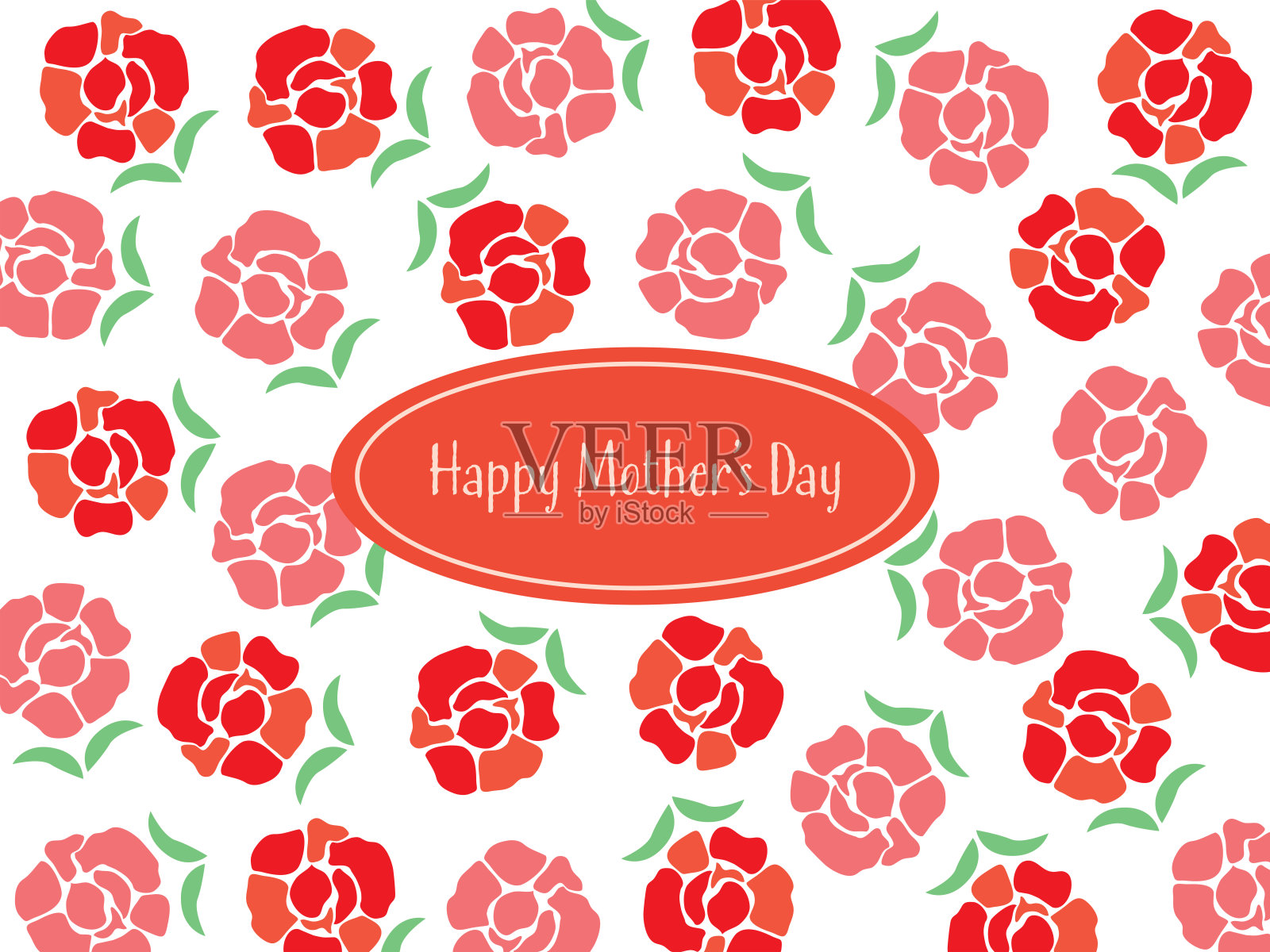 红色背景的康乃馨母亲节。设计模板素材