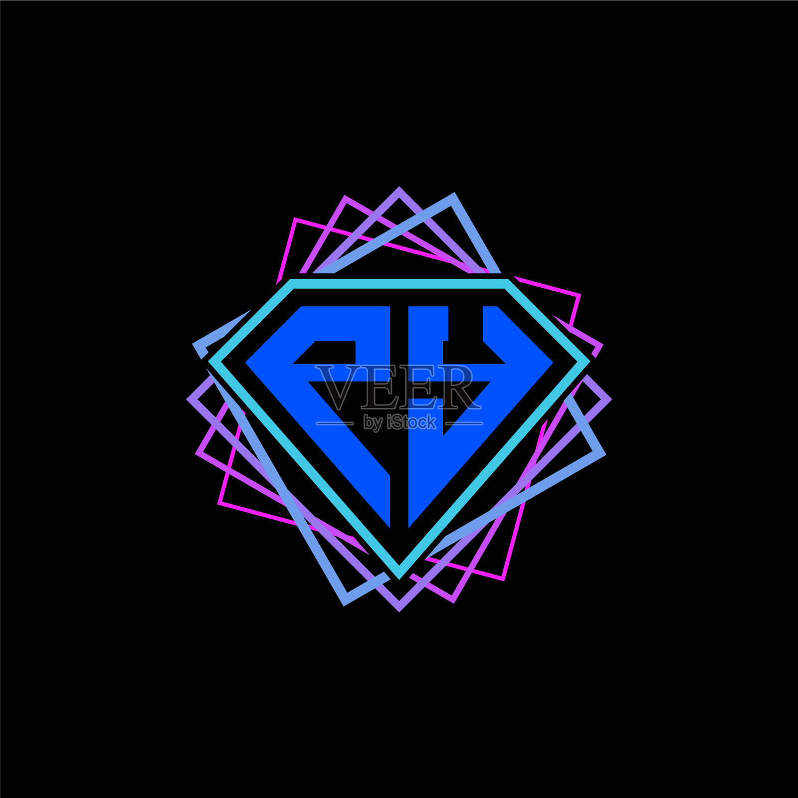 首字母p y带有菱形和方形图案插画图片素材