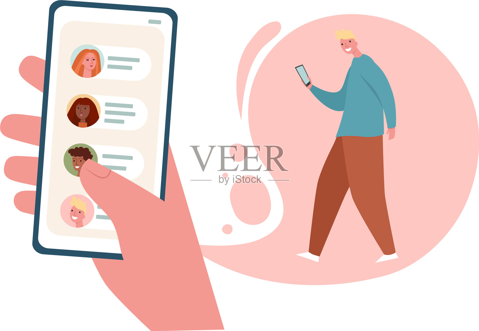 概念分享新闻介绍朋友在线插画图片素材