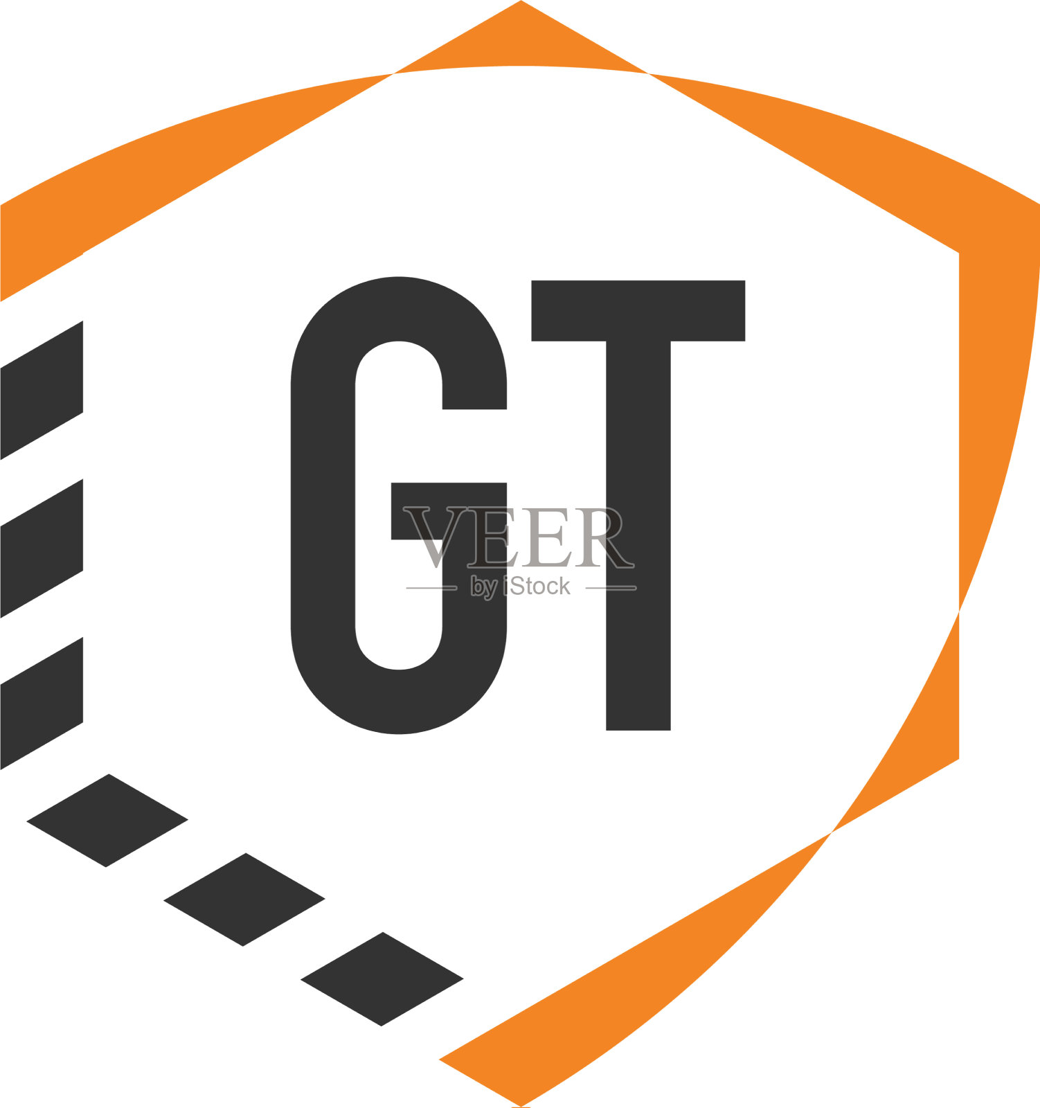 首字母gt盾形六角形标志模板插画图片素材