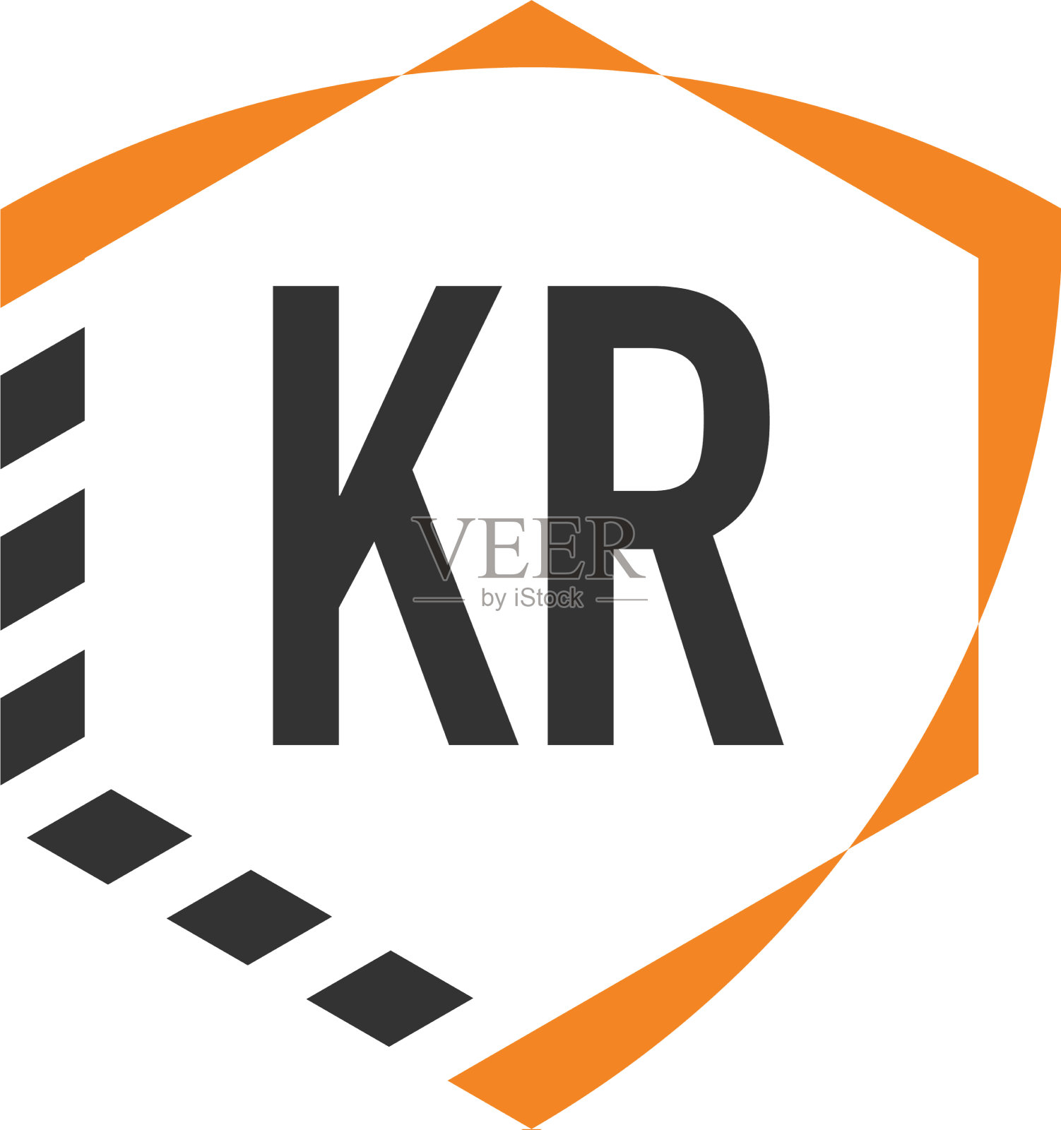 首字母kr盾六角形标志模板插画图片素材