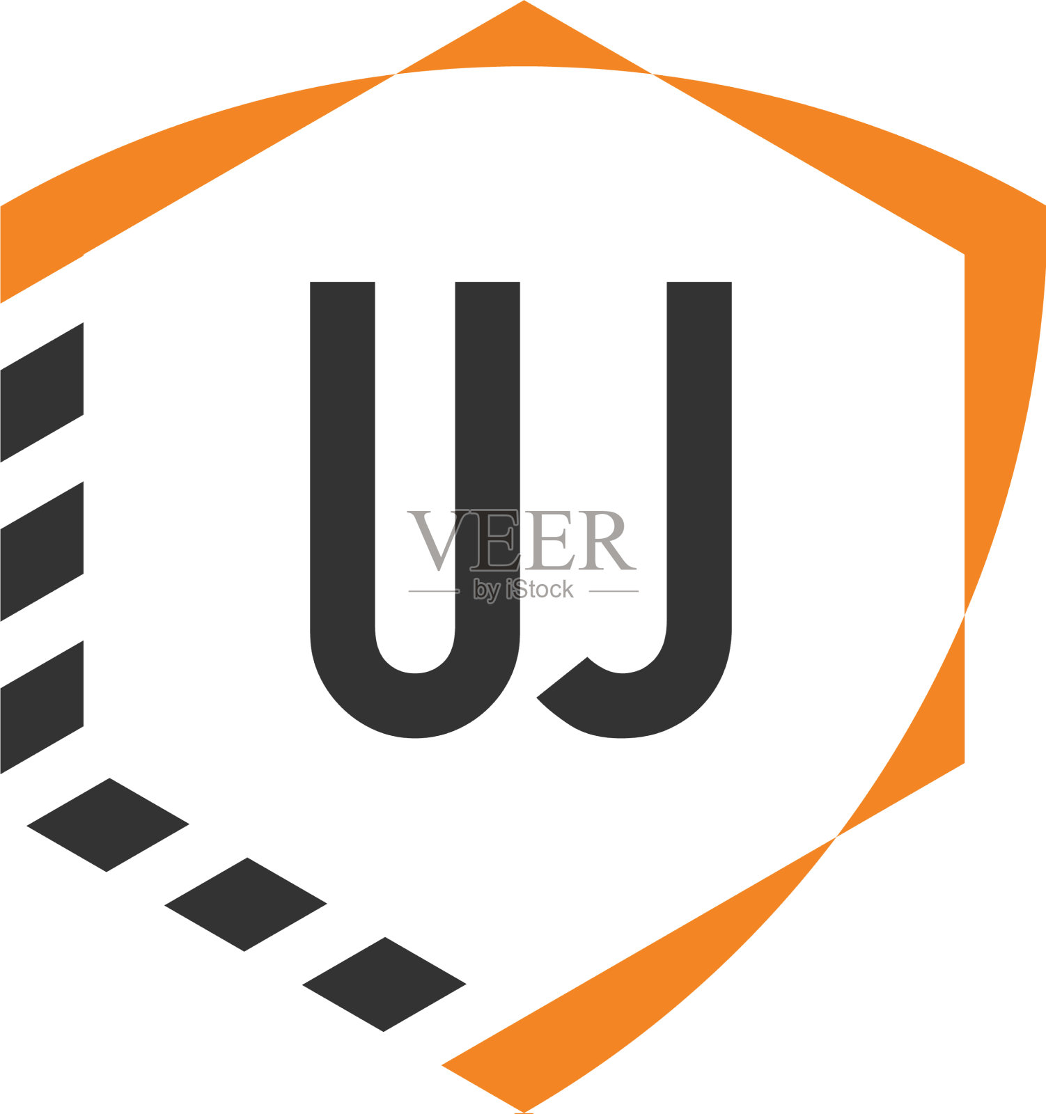 首字母uj盾六角形标志模板插画图片素材