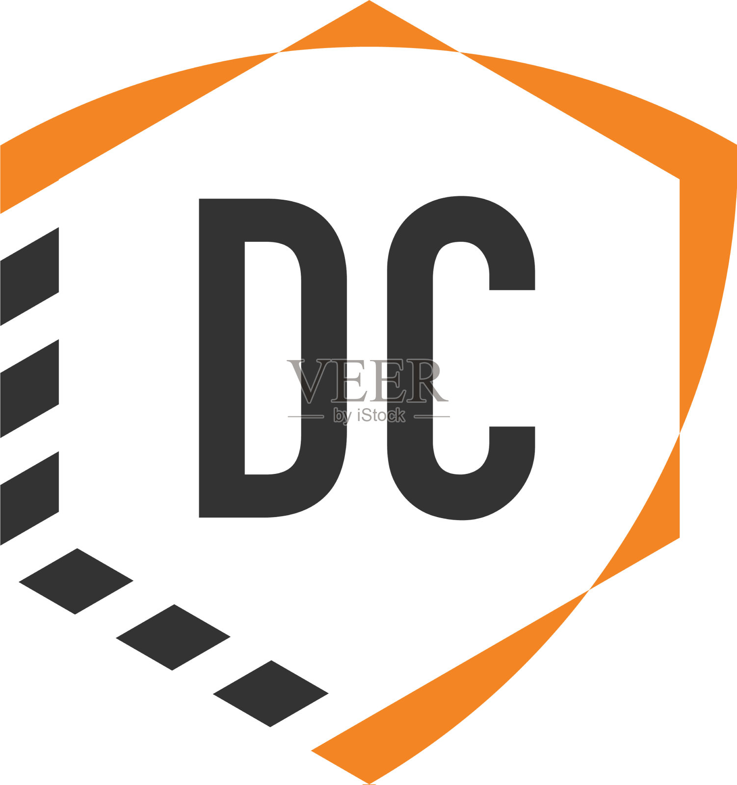 首字母直流盾六角形标志模板插画图片素材