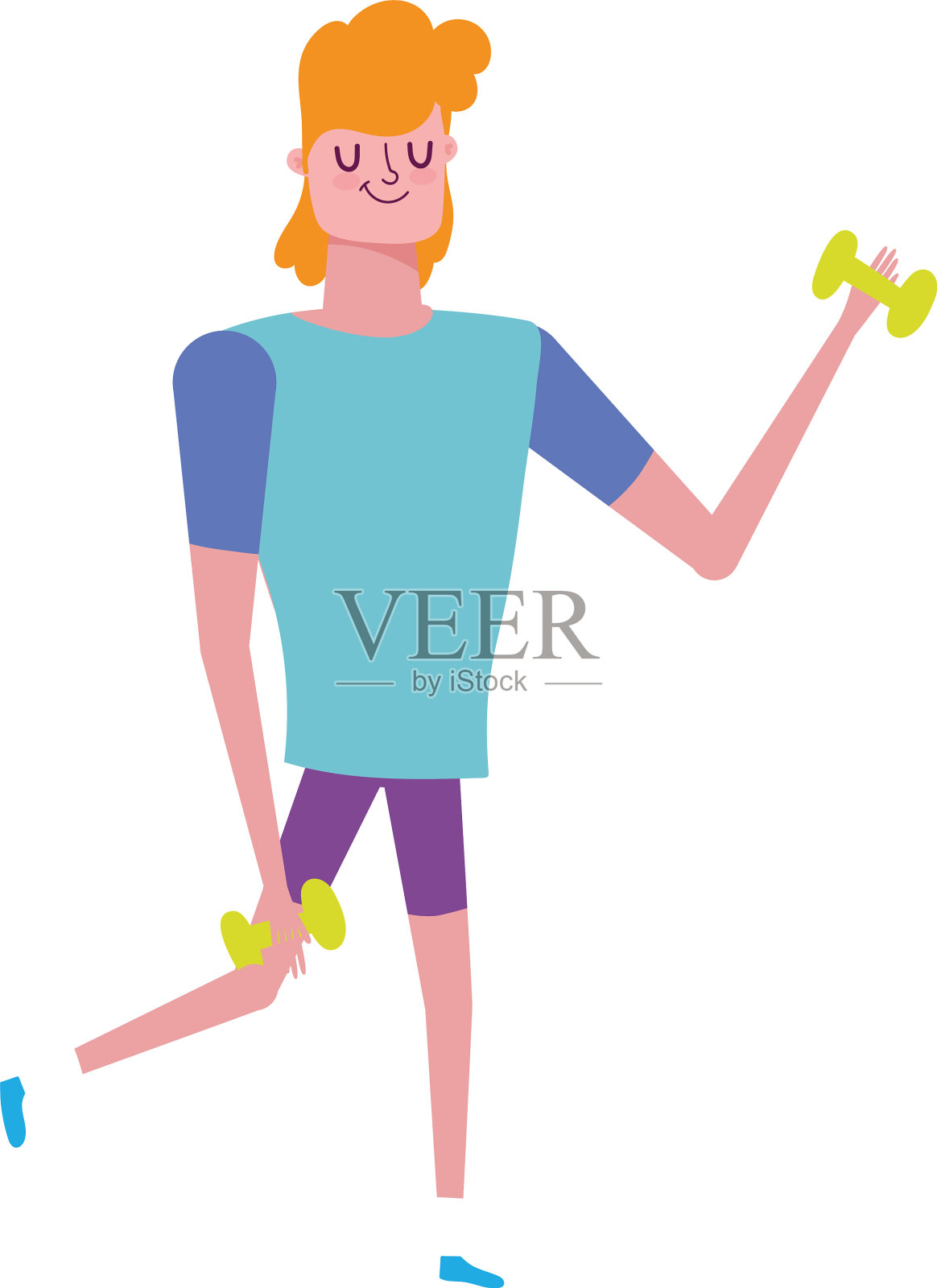 运动体重的男人插画图片素材