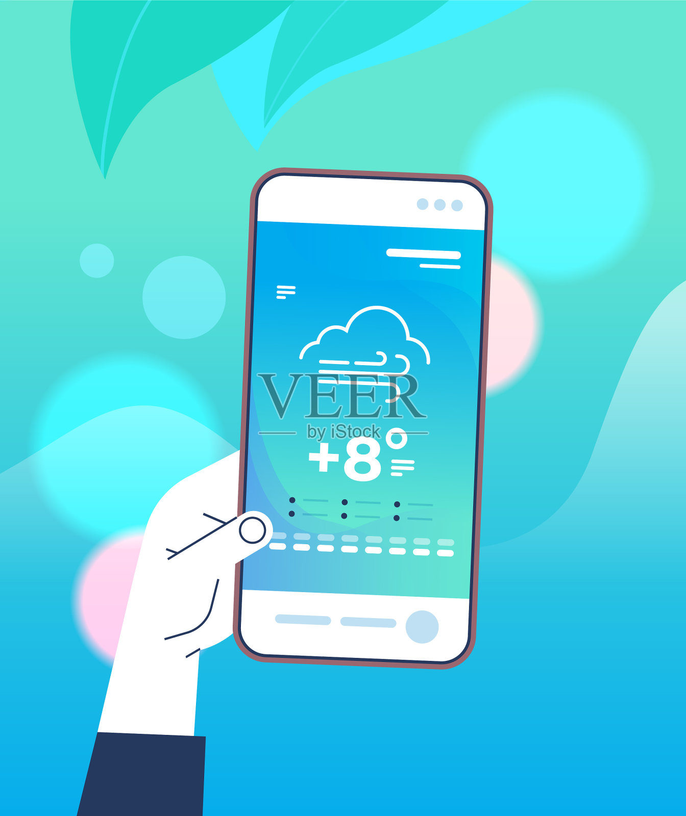 每天人手握着智能手机插画图片素材