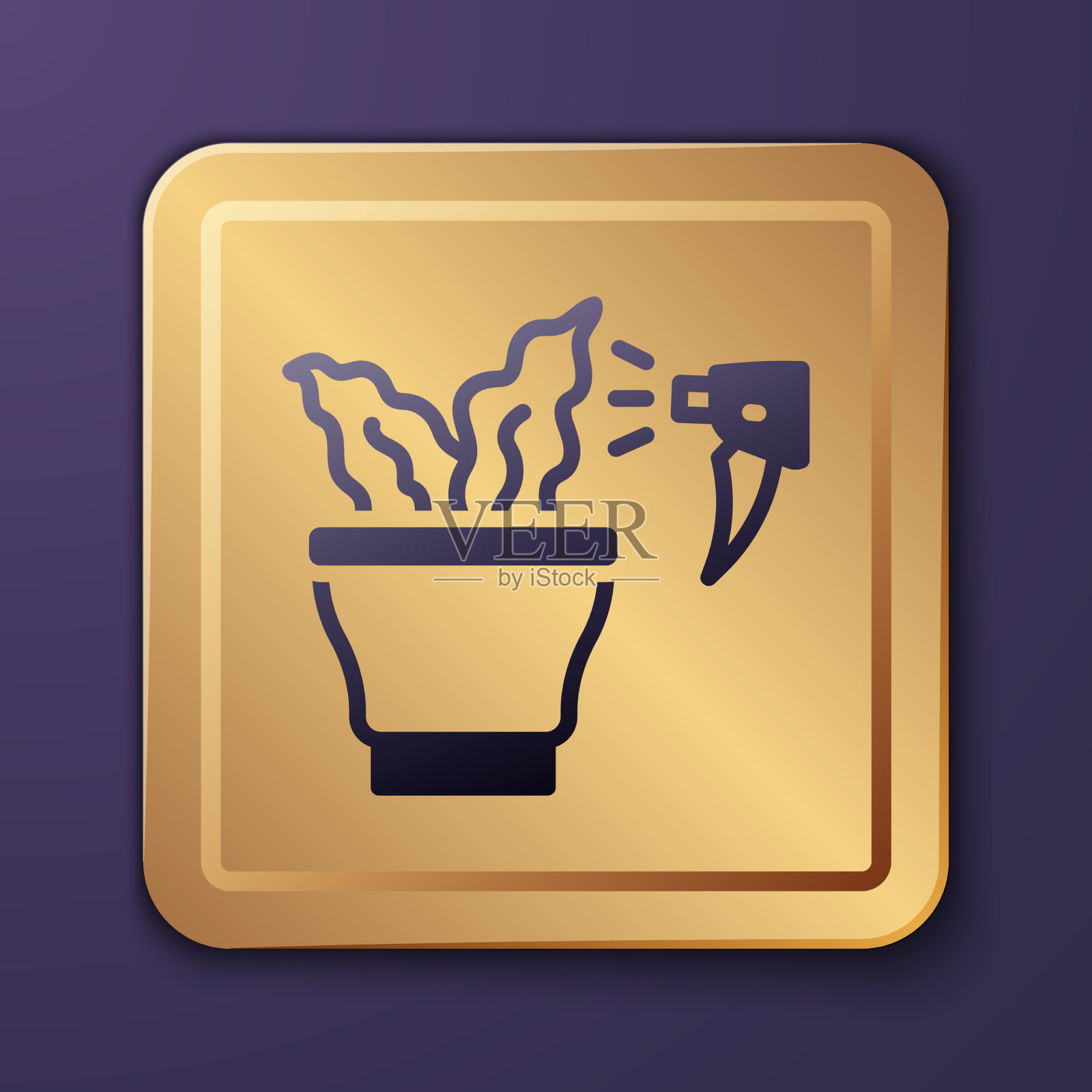 紫色正在用喷枪喷洒室内植物插画图片素材