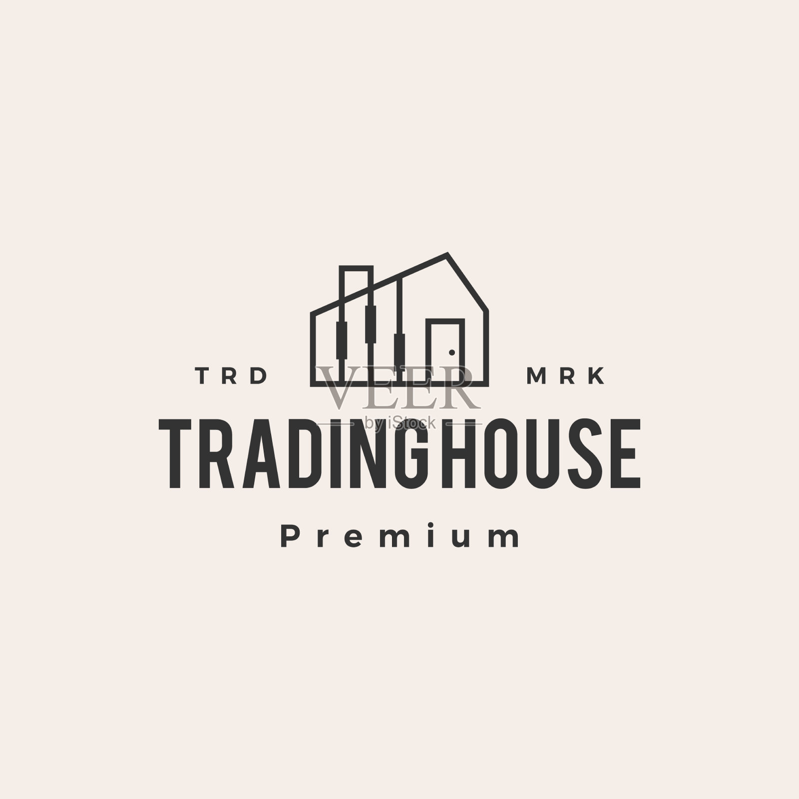 贸易公司的烛台时髦的复古标志插画图片素材