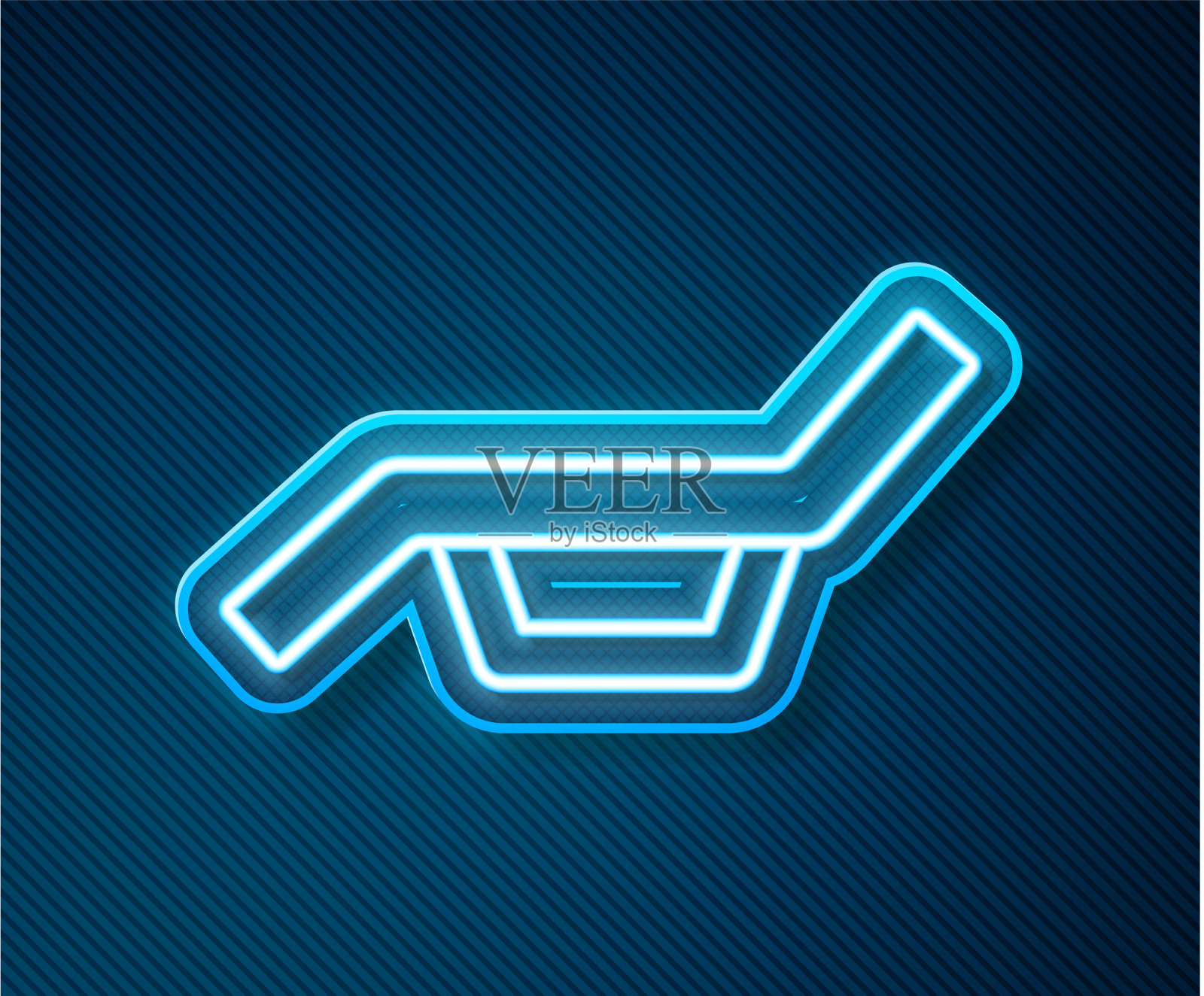 发光的霓虹灯线太阳床图标孤立在蓝色插画图片素材