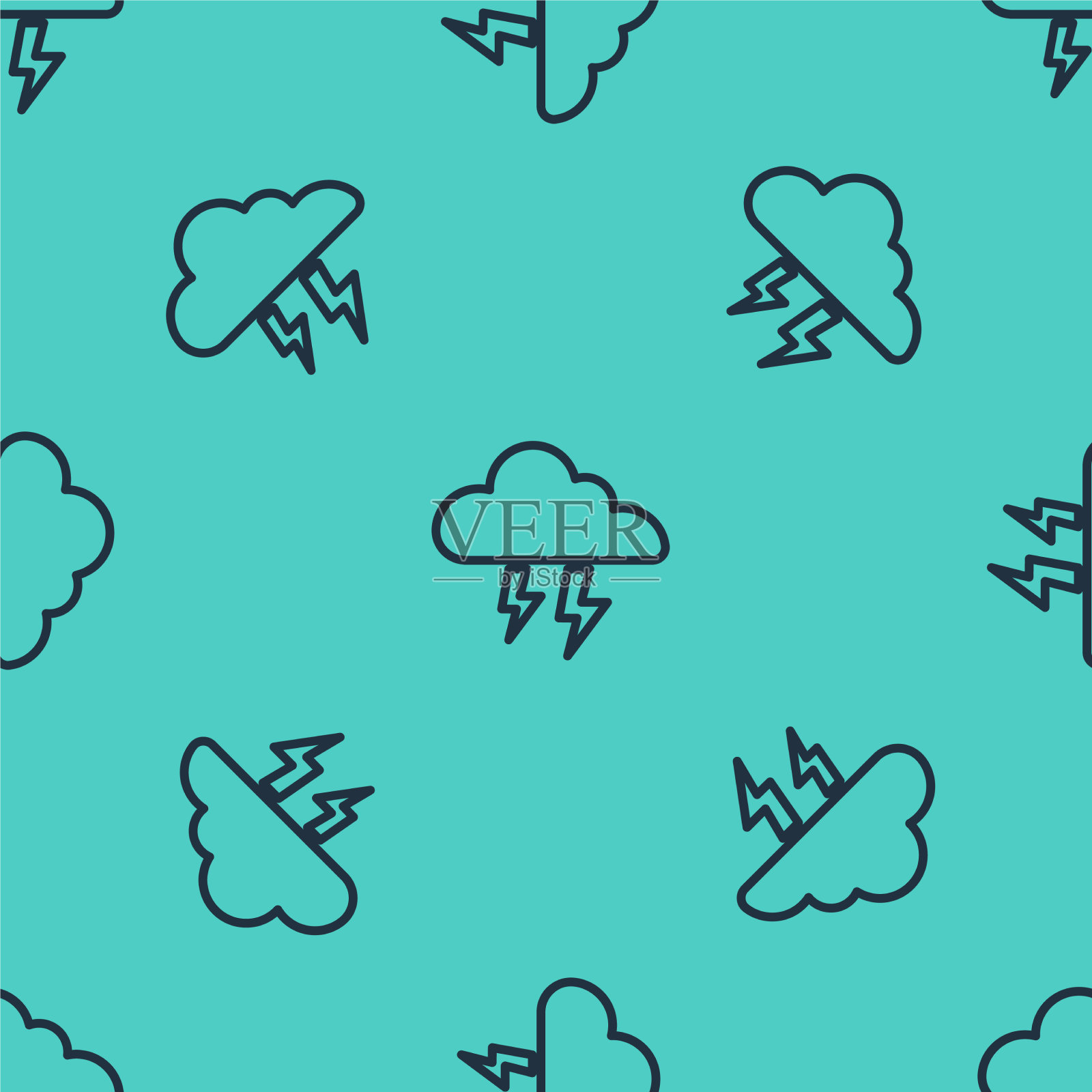 黑线风暴图标隔离无缝模式上插画图片素材