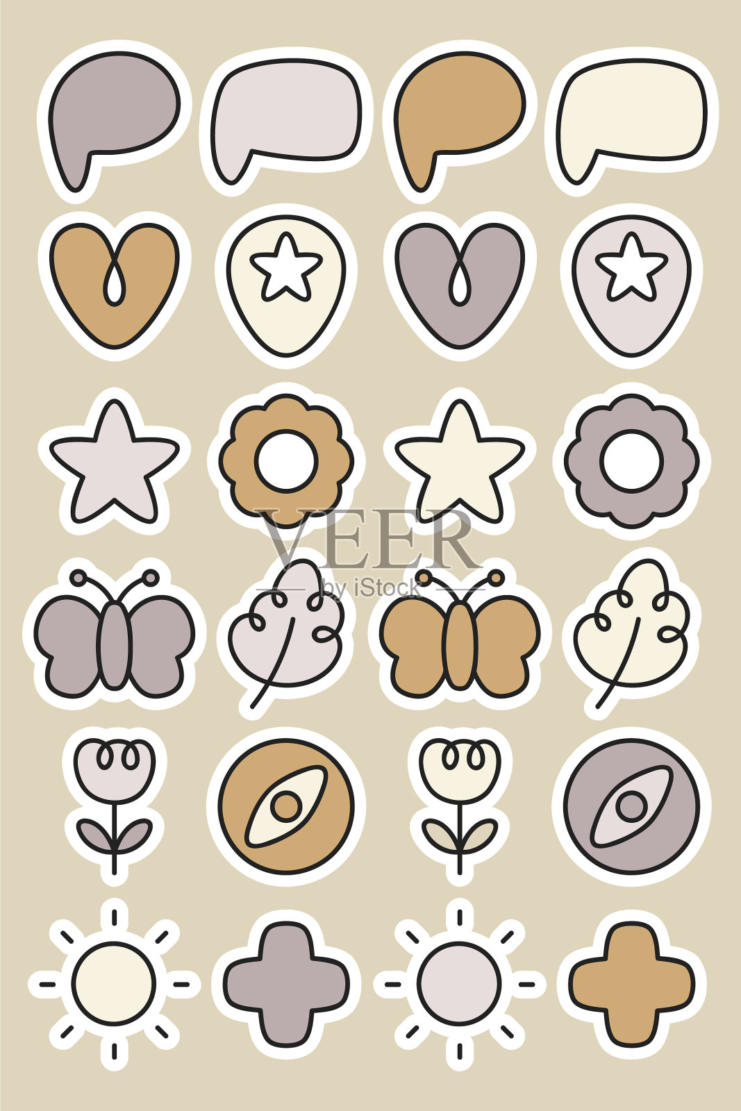 涂鸦贴纸规划者套装图标素材