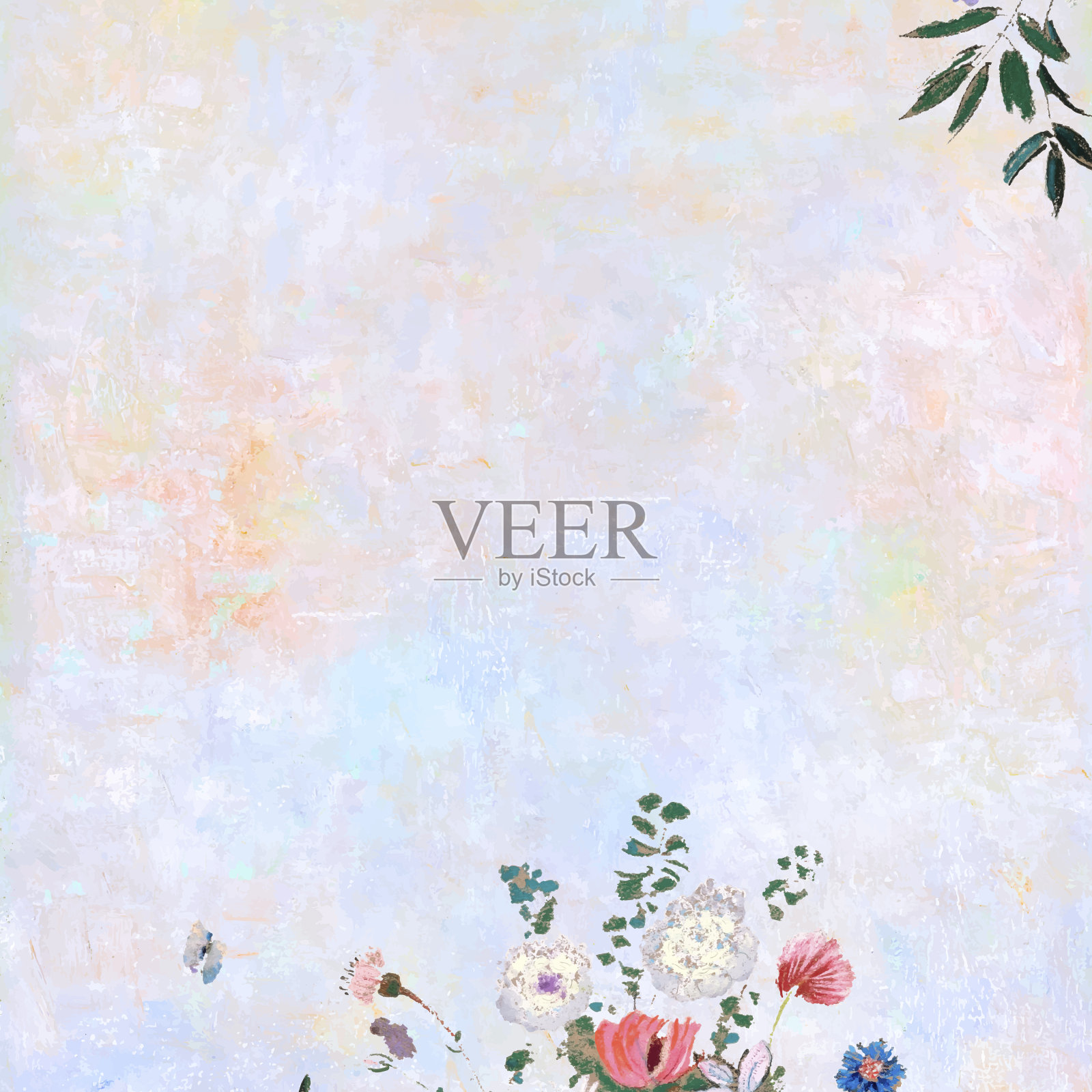 彩色画布上的花朵插画图片素材