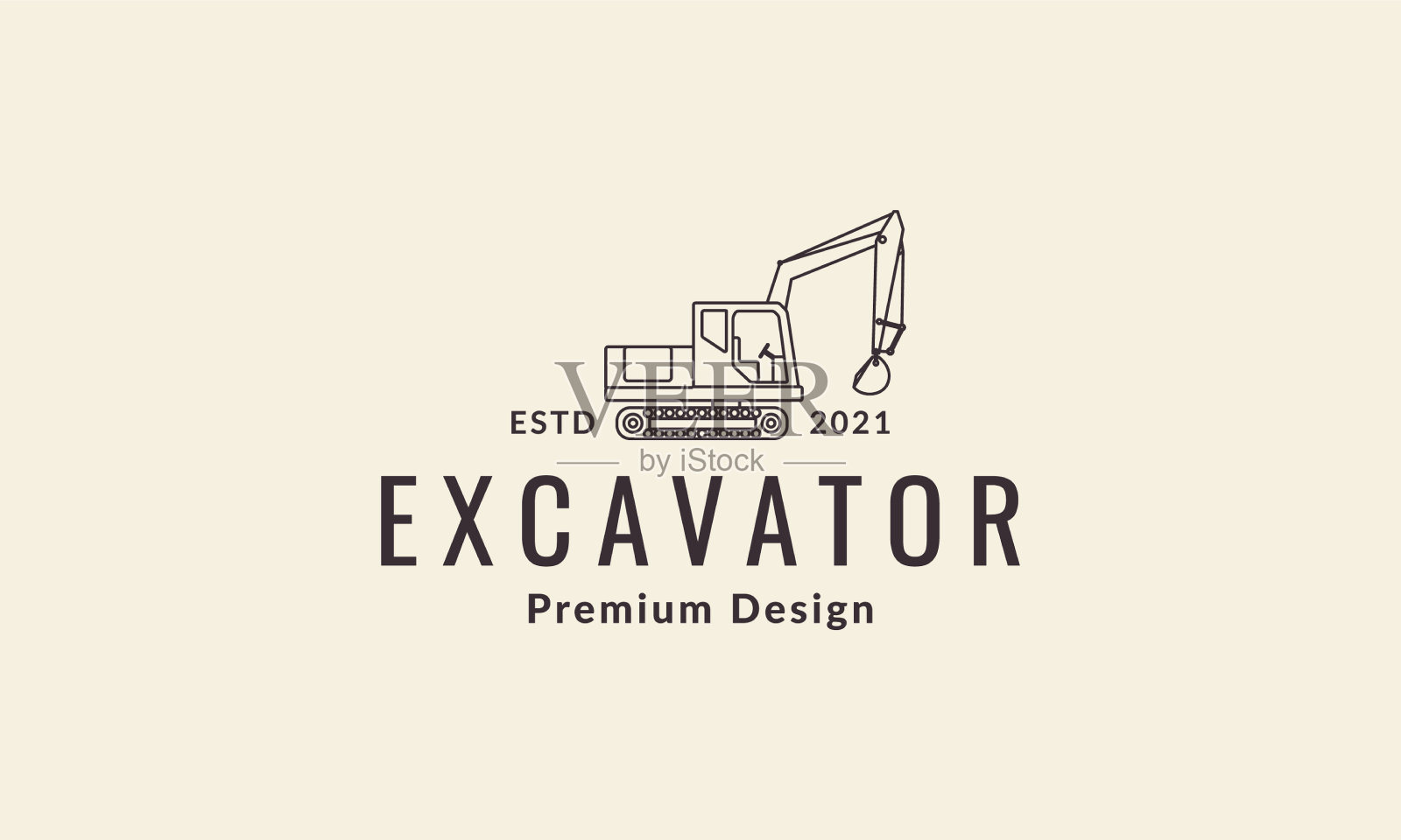 挖掘机施工线条标志符号图标插画图片素材