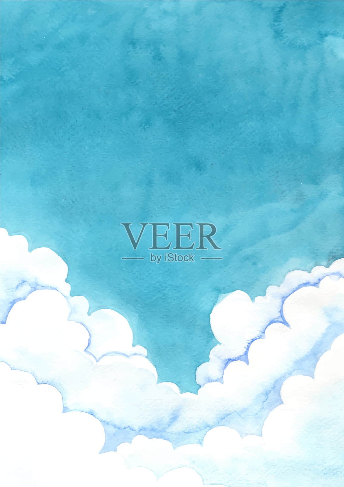 云天空在晚上的时间水彩背景插画图片素材