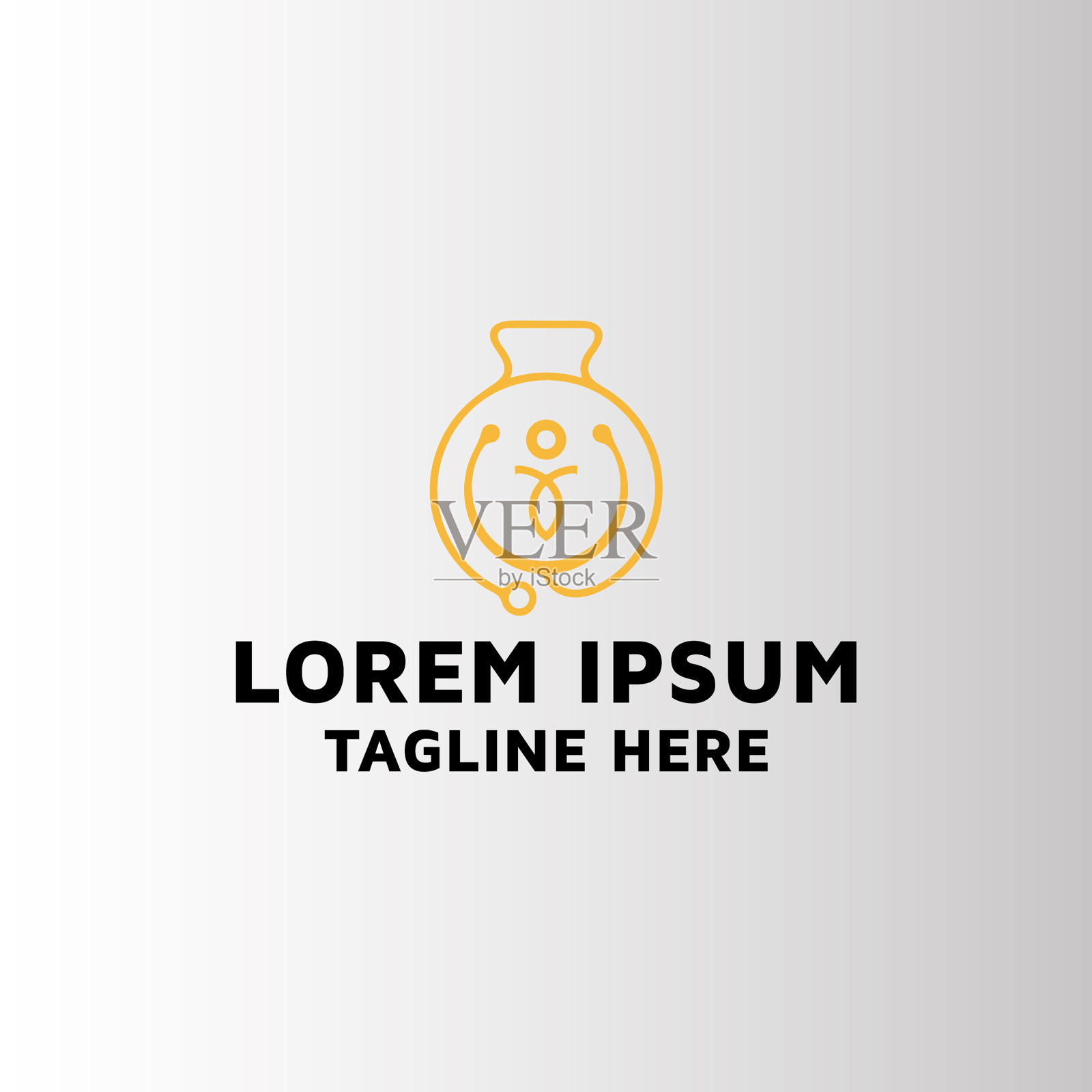 瑜伽形象健身图标黄色标志设计插画图片素材