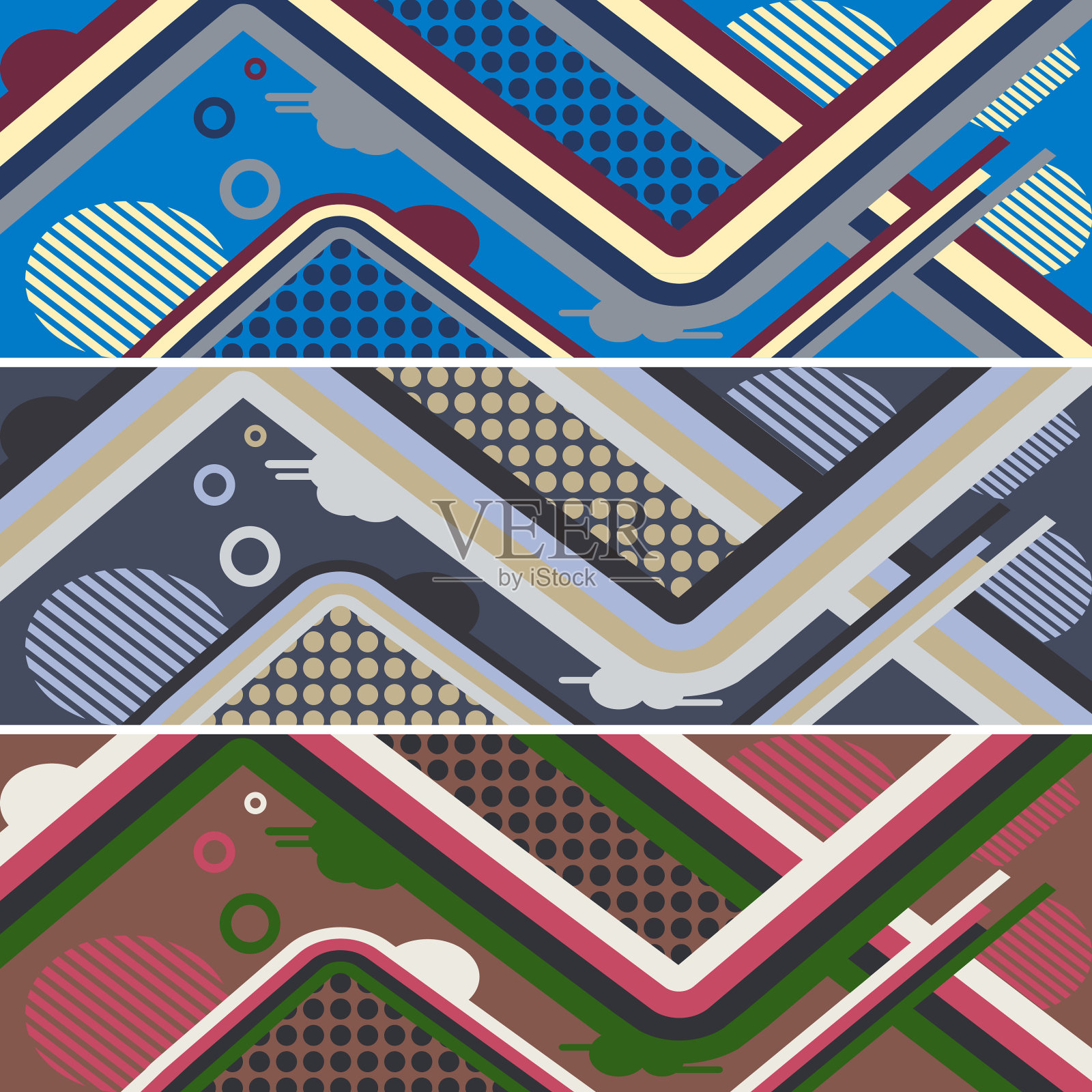 在滑板或冲浪板上印刷的一套抽象背景。现代模式为您的目的设计插画图片素材