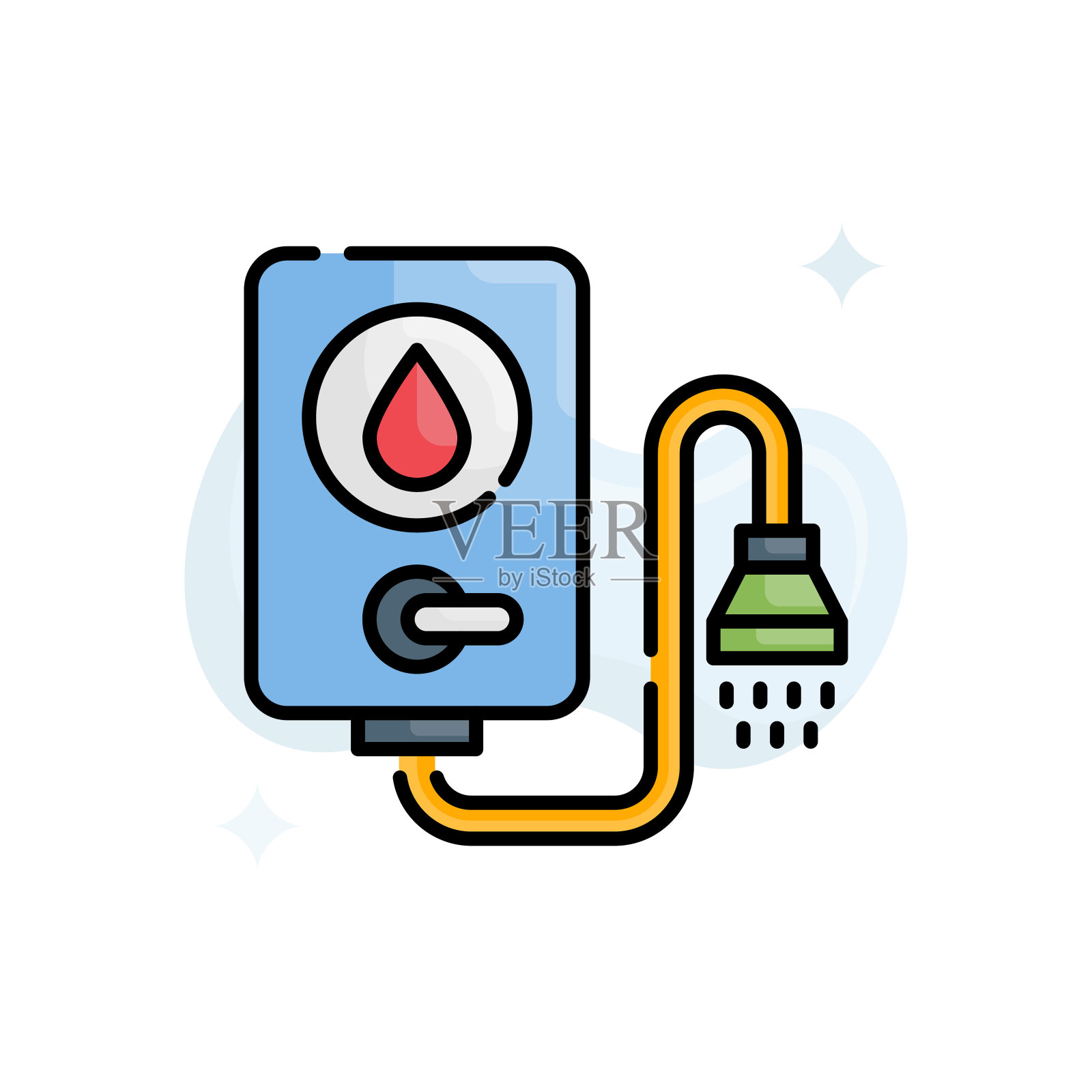 淋浴袋矢量轮廓填充图标风格的插图。EPS 10个文件插画图片素材