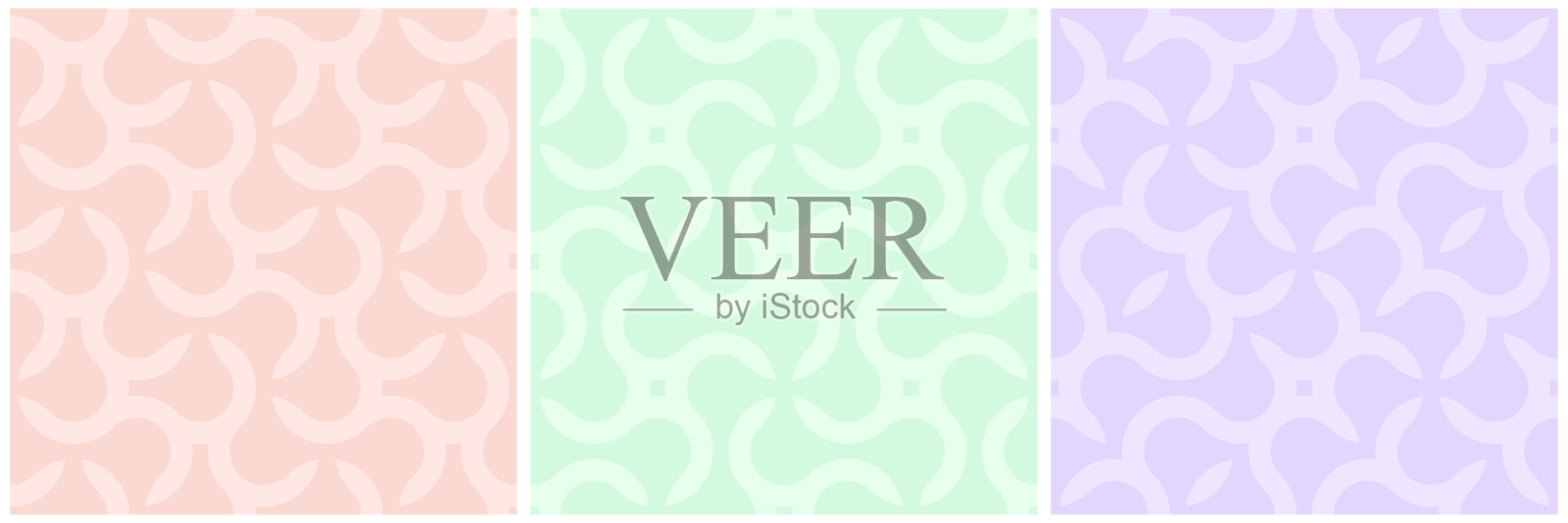 一套矢量彩色无缝几何图案-精致的创意设计。充满活力的卷曲背景，无尽的曲线纹理插画图片素材