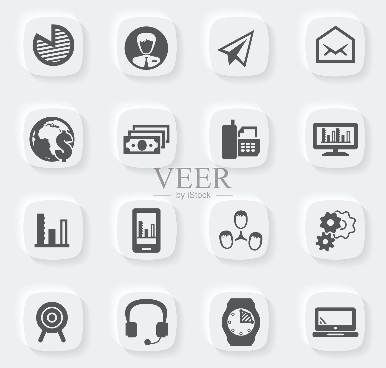 业务管理和人力资源图标集图标素材