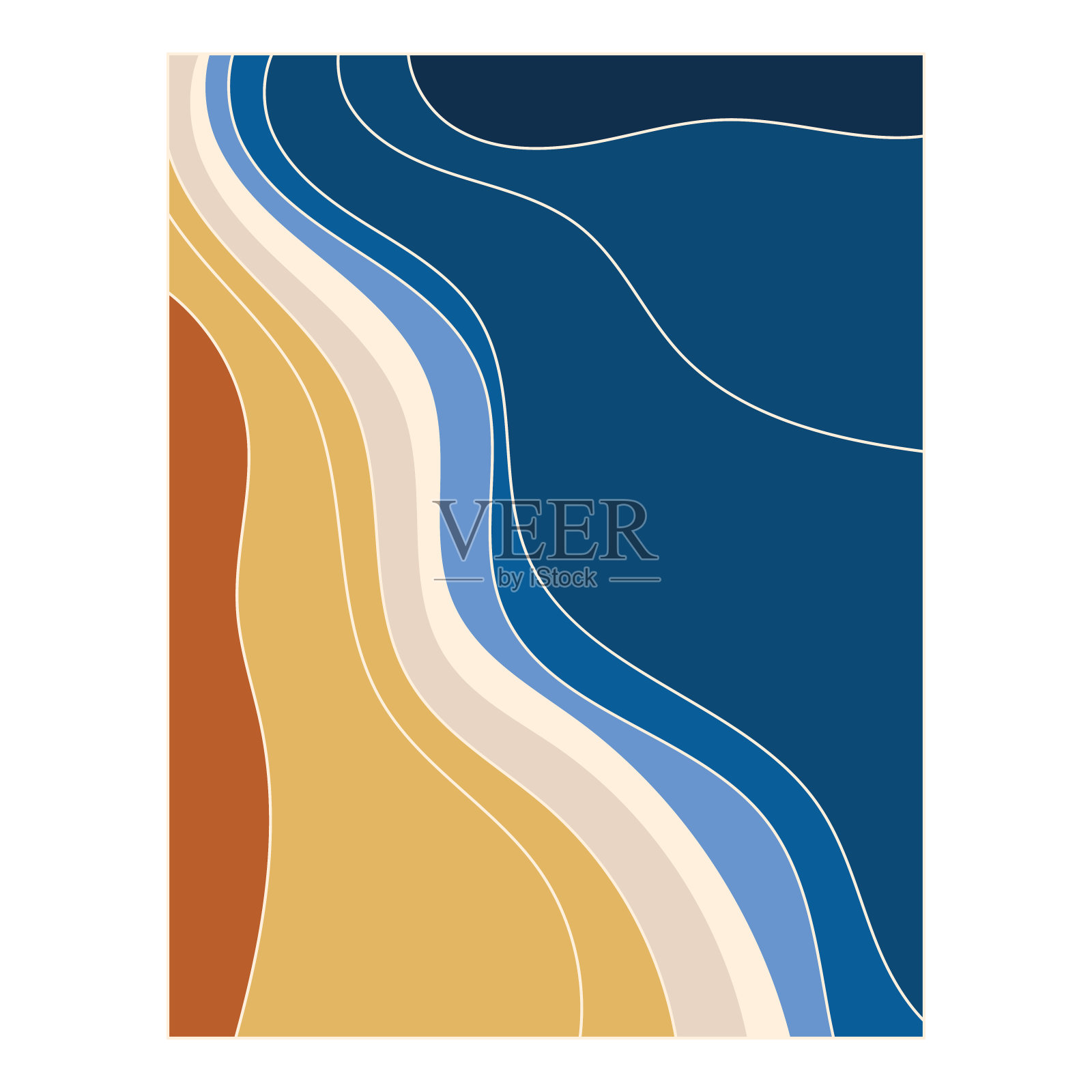 抽象的沙滩印花。当代艺术墙。矢量插图。插画图片素材