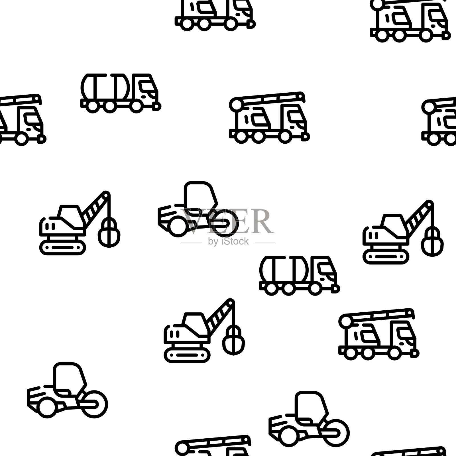 建筑车辆矢量无缝模式插画图片素材