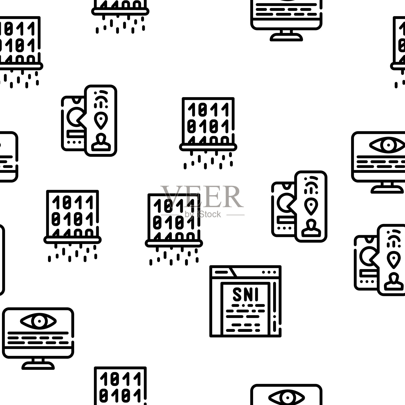 隐私政策保护矢量无缝模式插画图片素材