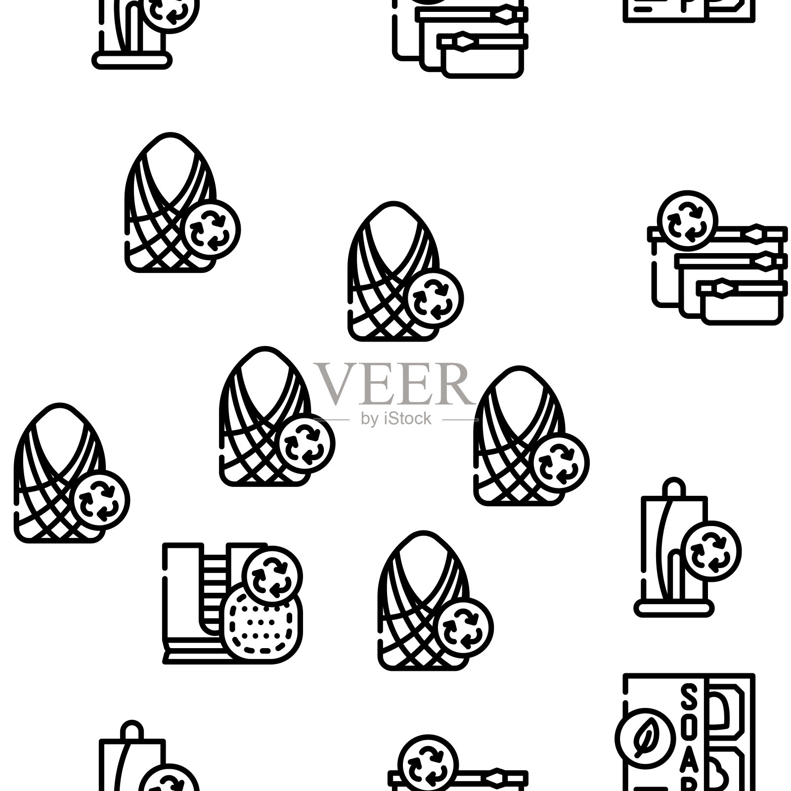 零废物矢量无缝模式图标素材