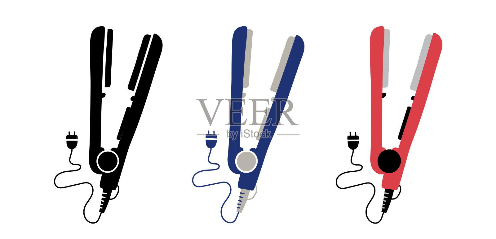 直发器扁平图标。美容设备草图。专业的工具。矢量插图。理发师的象征插画图片素材