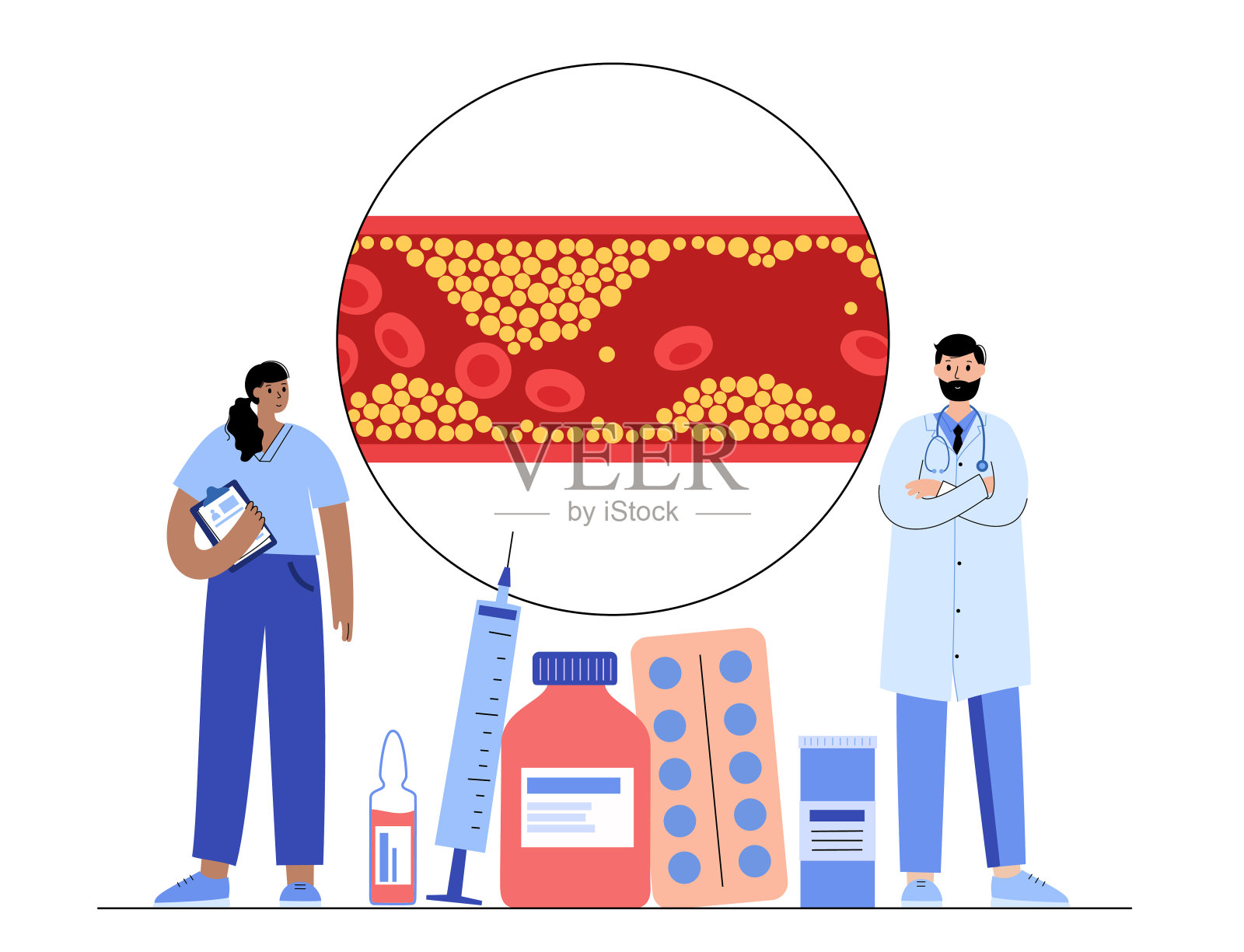 血胆固醇动脉插画图片素材