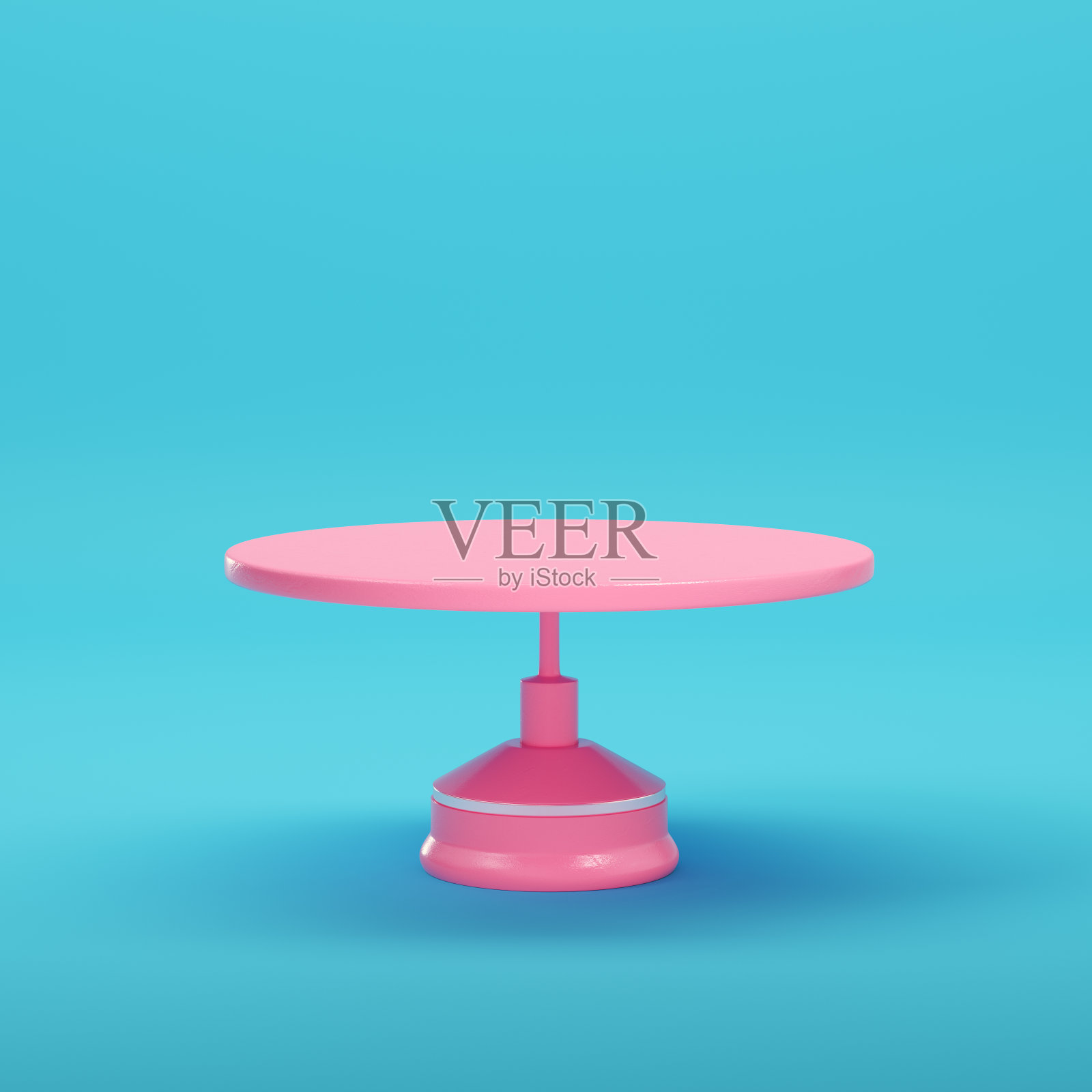 粉红色的空产品展示站在明亮的蓝色背景柔和的颜色照片摄影图片