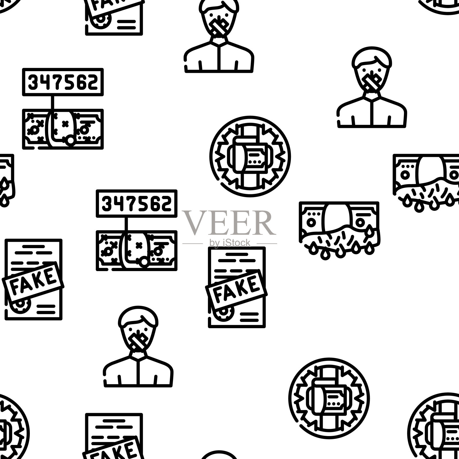 腐败问题向量无缝模式插画图片素材