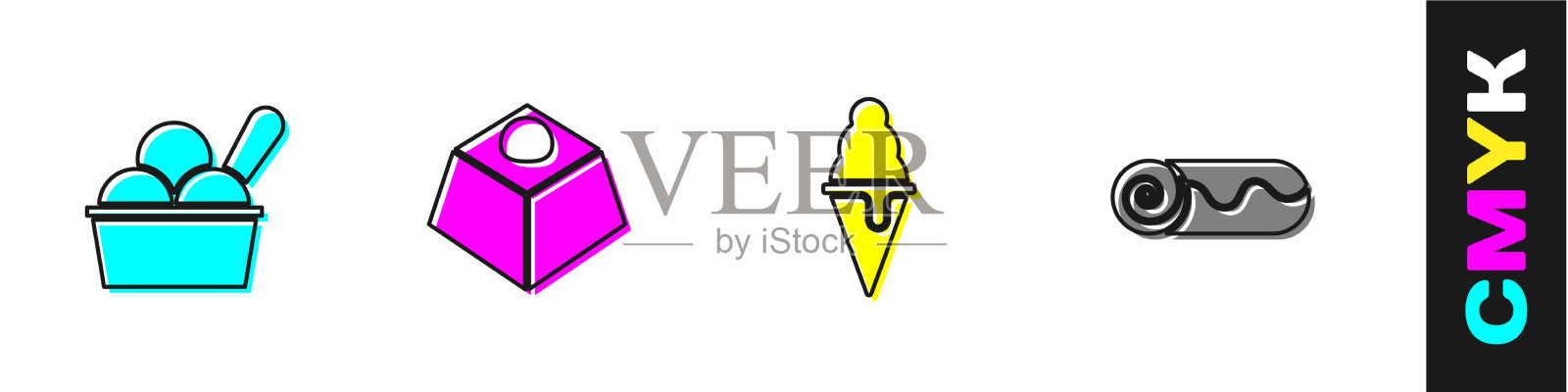 把冰淇淋放在碗里，巧克力蛋糕图标素材