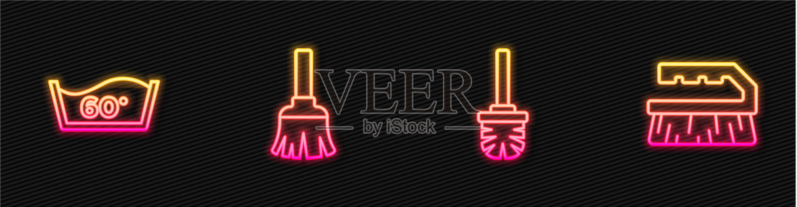 设线马桶刷温度洗毛插画图片素材