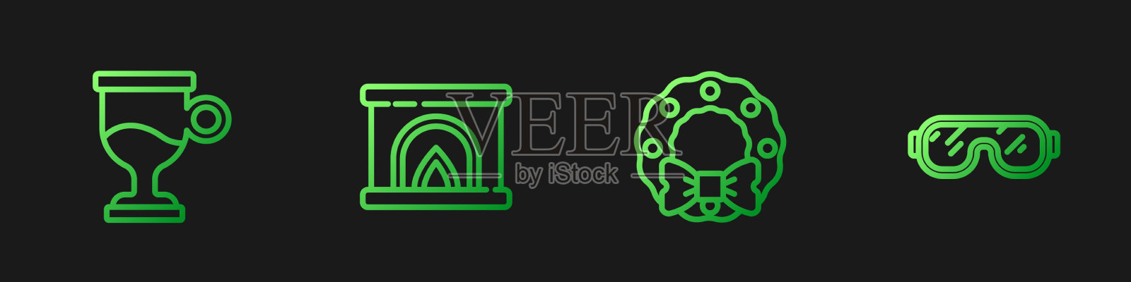 设置线圣诞花环mulmulwine内饰图标素材